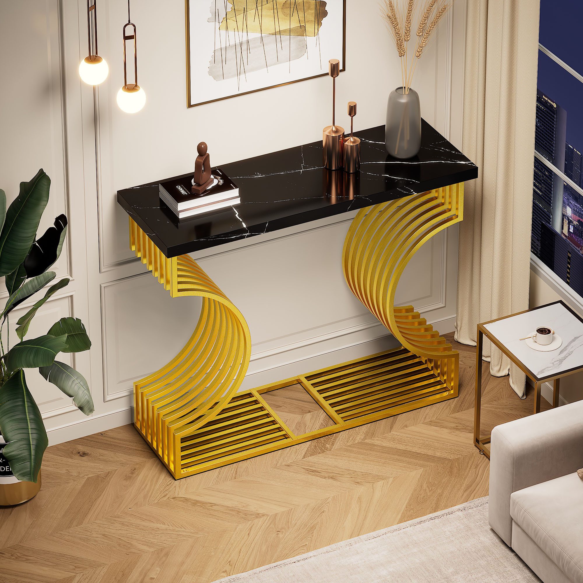 PXloue Konsolentisch Moderne Konsole mit goldener günstig online kaufen