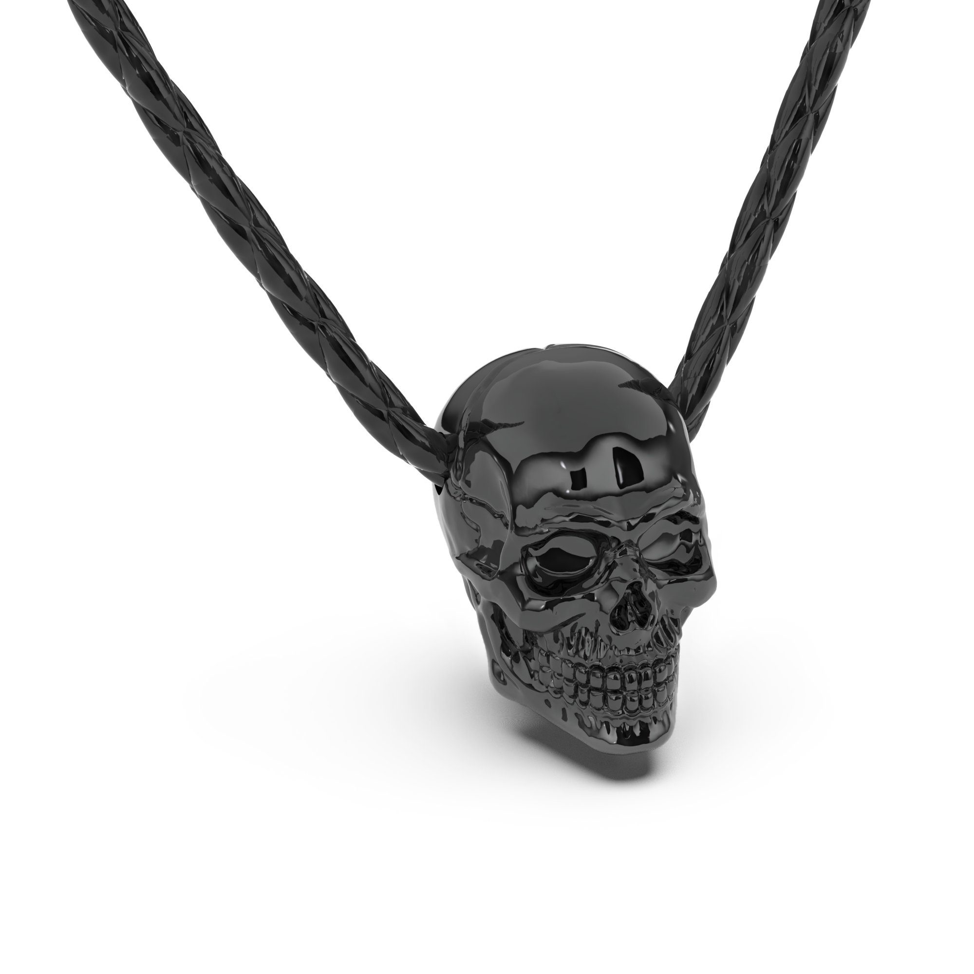 SERASAR Lederband Lederhalskette mit Schwarz Echtleder (1-tlg), "Skull" Edelstahlanhänger aus