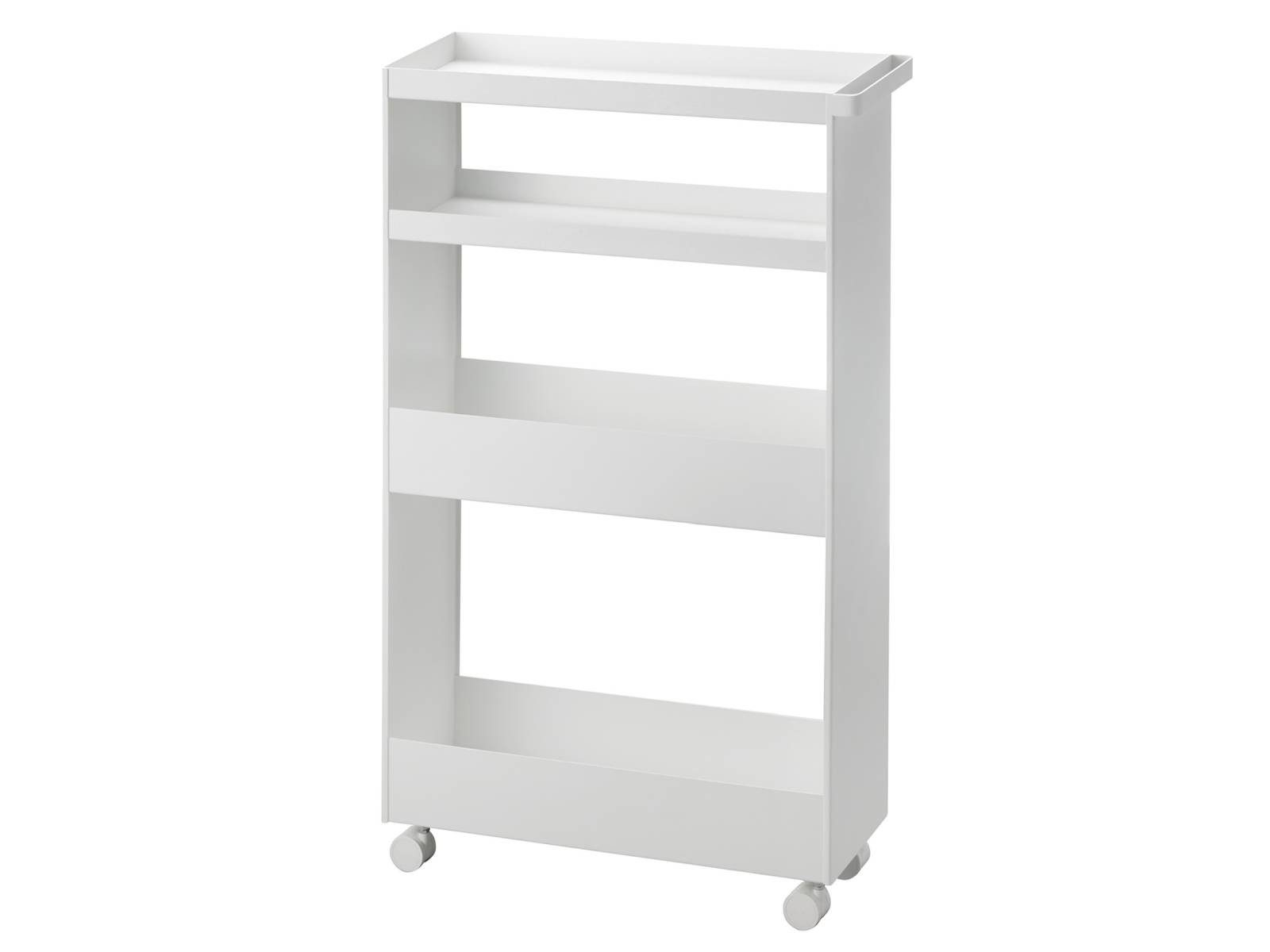 Yamazaki Küchenwagen "Tower" Aufbwewahrungswagen 48x80,5x12,5cm weiß, Rollschrank, 4 Ebenen, mit Rollen, für Küche und Bad