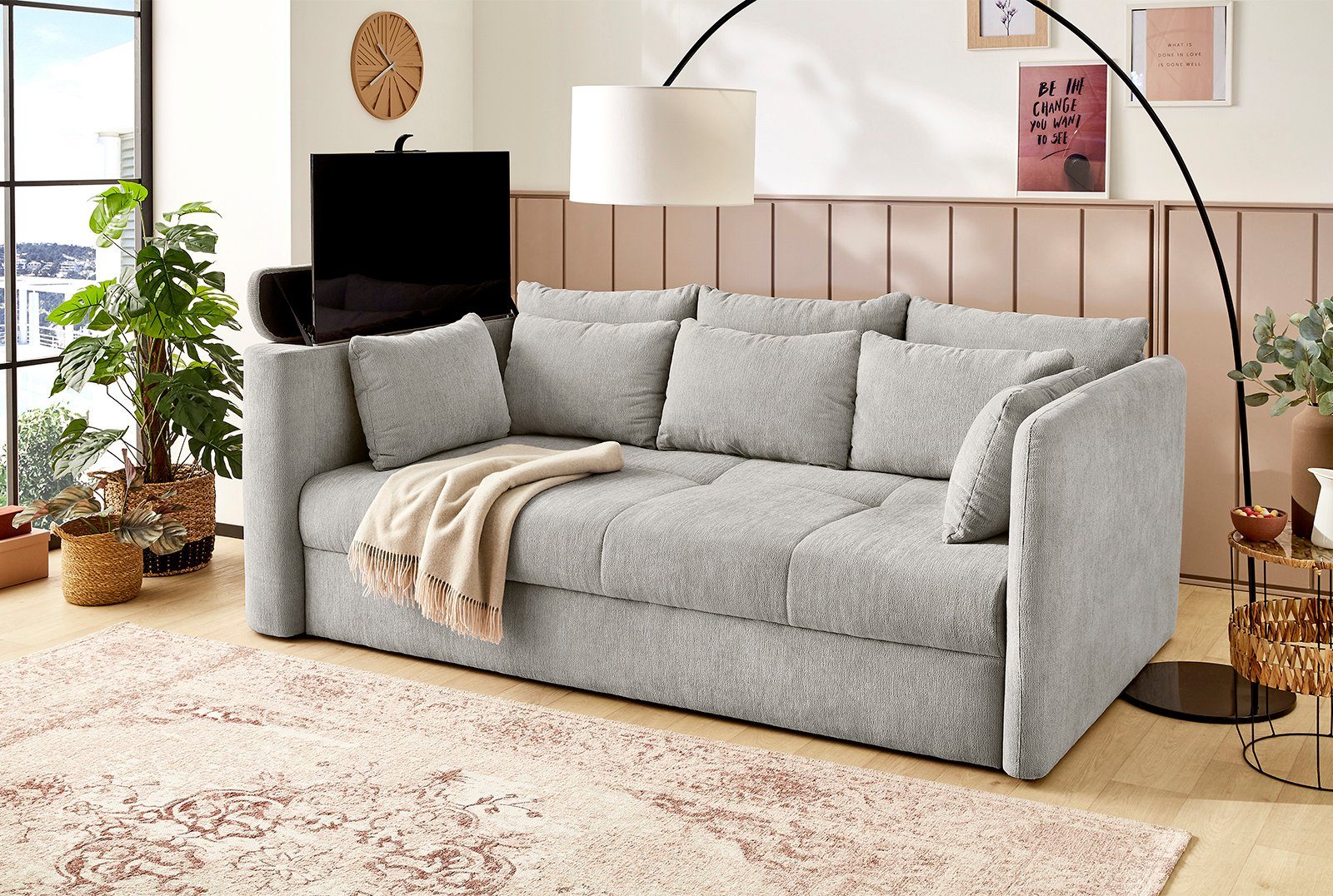 Jockenhöfer Gruppe Big-Sofa Streamer, versenkbarer links montierbar oder rechts Fernbedienung, inkl. TV-Lift