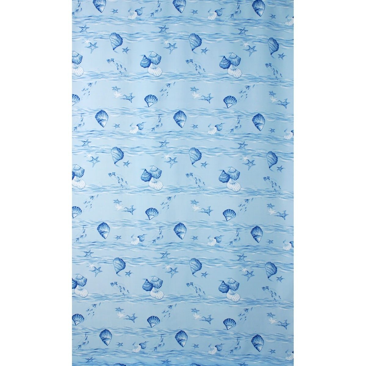 Euroshowers GmbH Duschvorhang Muschelmuster Blau 180 × 200 cm Polyester mit 12 Ringen