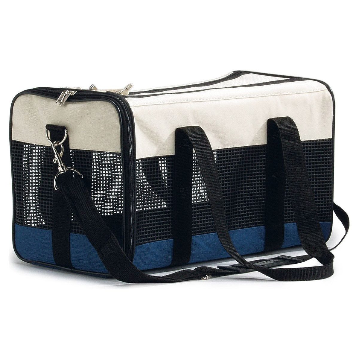 Beeztees Tiertransportbox Katzen Transporttasche, tragbar creme/blau