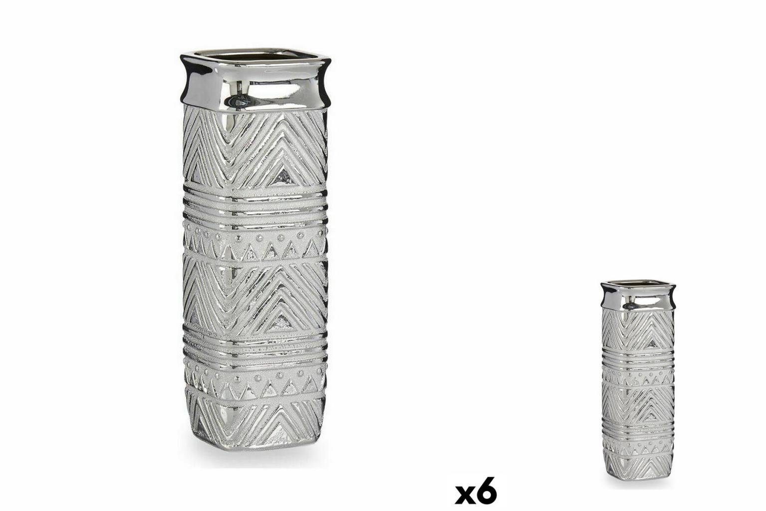 Gift Decor Dekovase Vase rechteckig Silberfarben aus Keramik 10 x 30 x 10 cm 6 Stück
