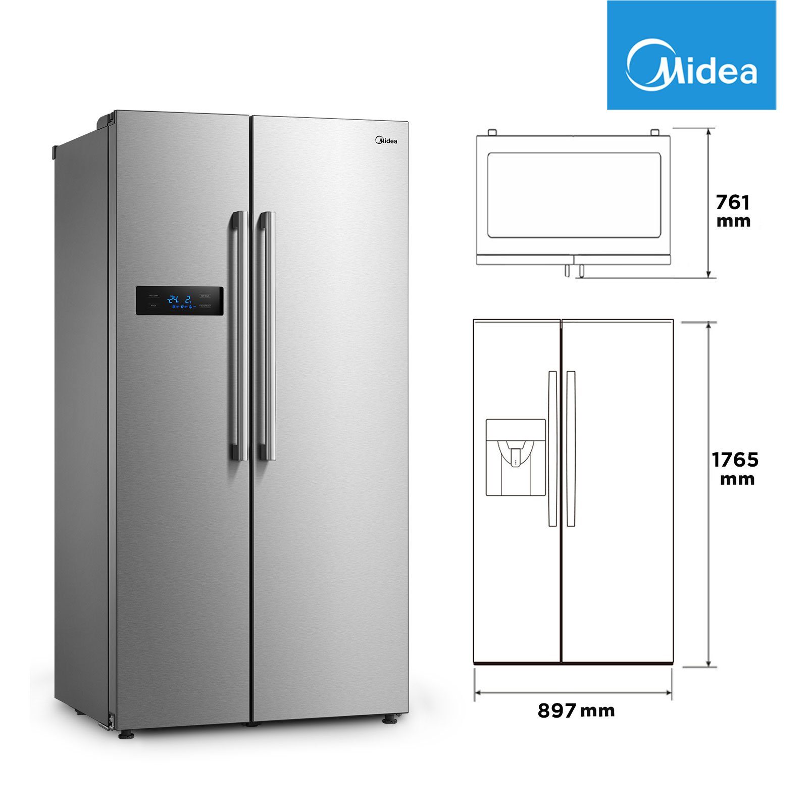 Midea MERS530FGD02, 89.7 breit cm 176.5 hoch, Kühl-/Gefrierkombination cm