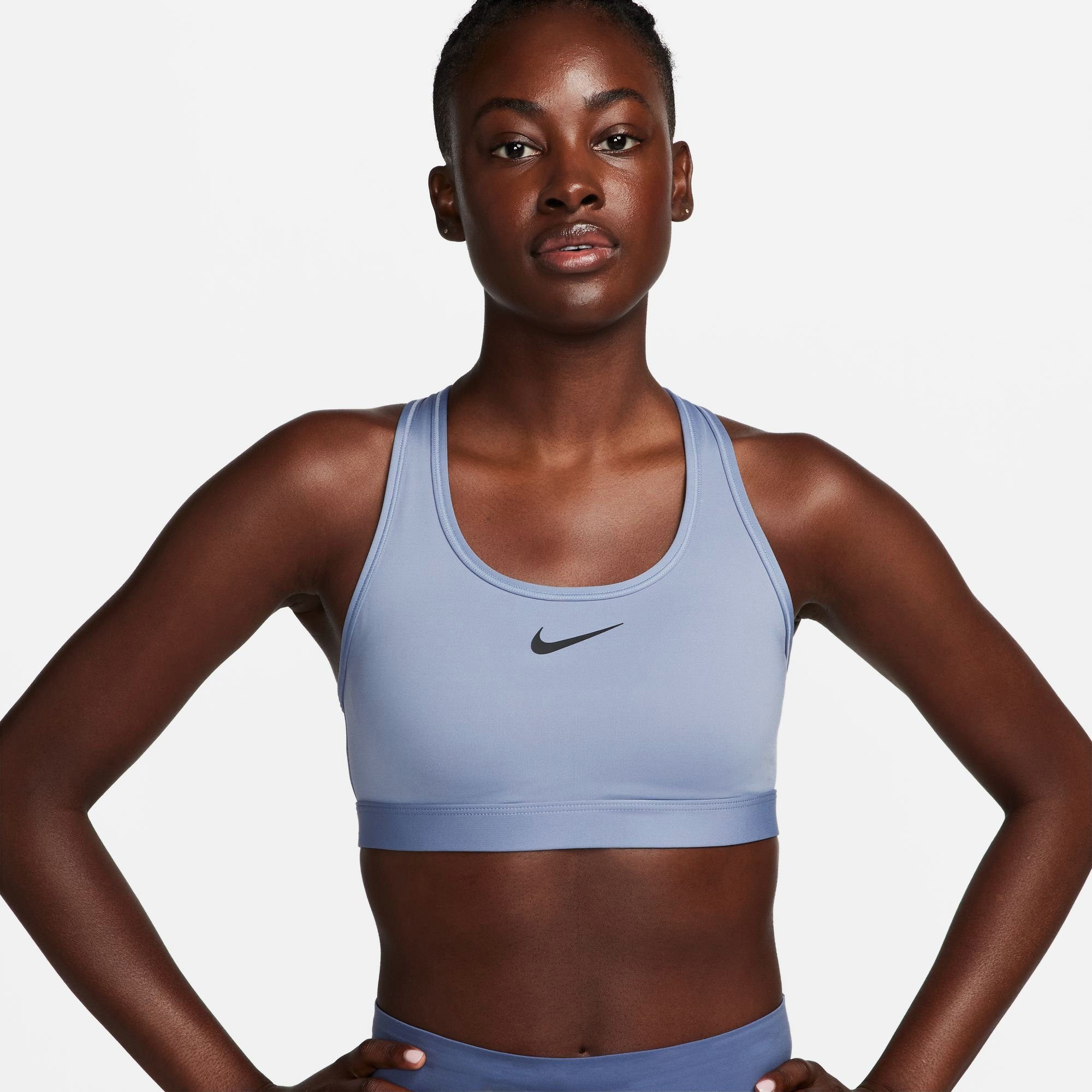 Nike Sport-BH SWOOSH MEDIUM SUPPORT WOMEN'S PADDED SPORTS BRA ASHEN SLATE/BLACK