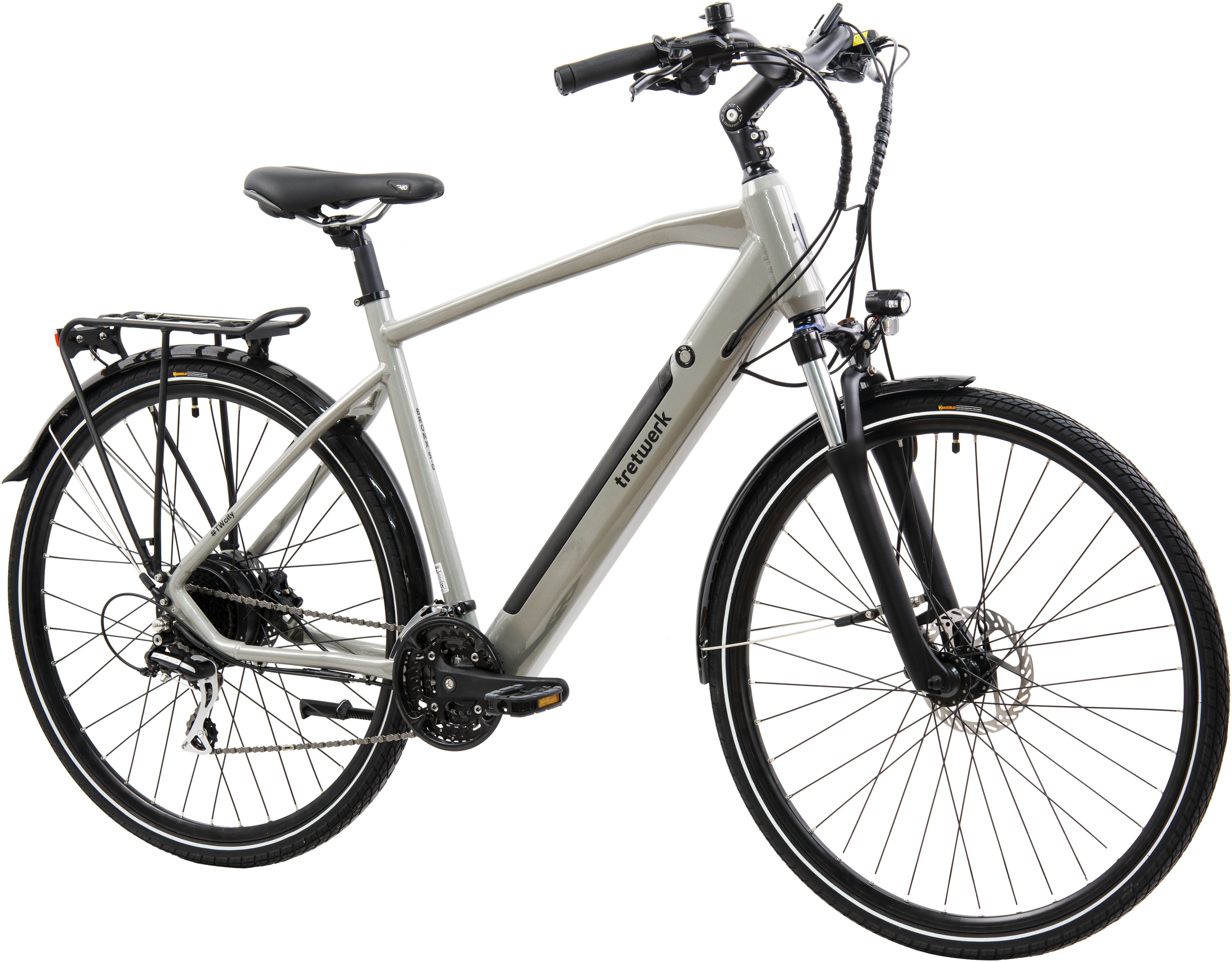 Tretwerk E-Bike Trekkingrad Bronx 5.0, 24 Gang Shimano Altus M310 Schaltwerk, Kettenschaltung, Heckmotor, 418 Wh, Pedelec, Elektrofahrrad für Damen u. Herren
