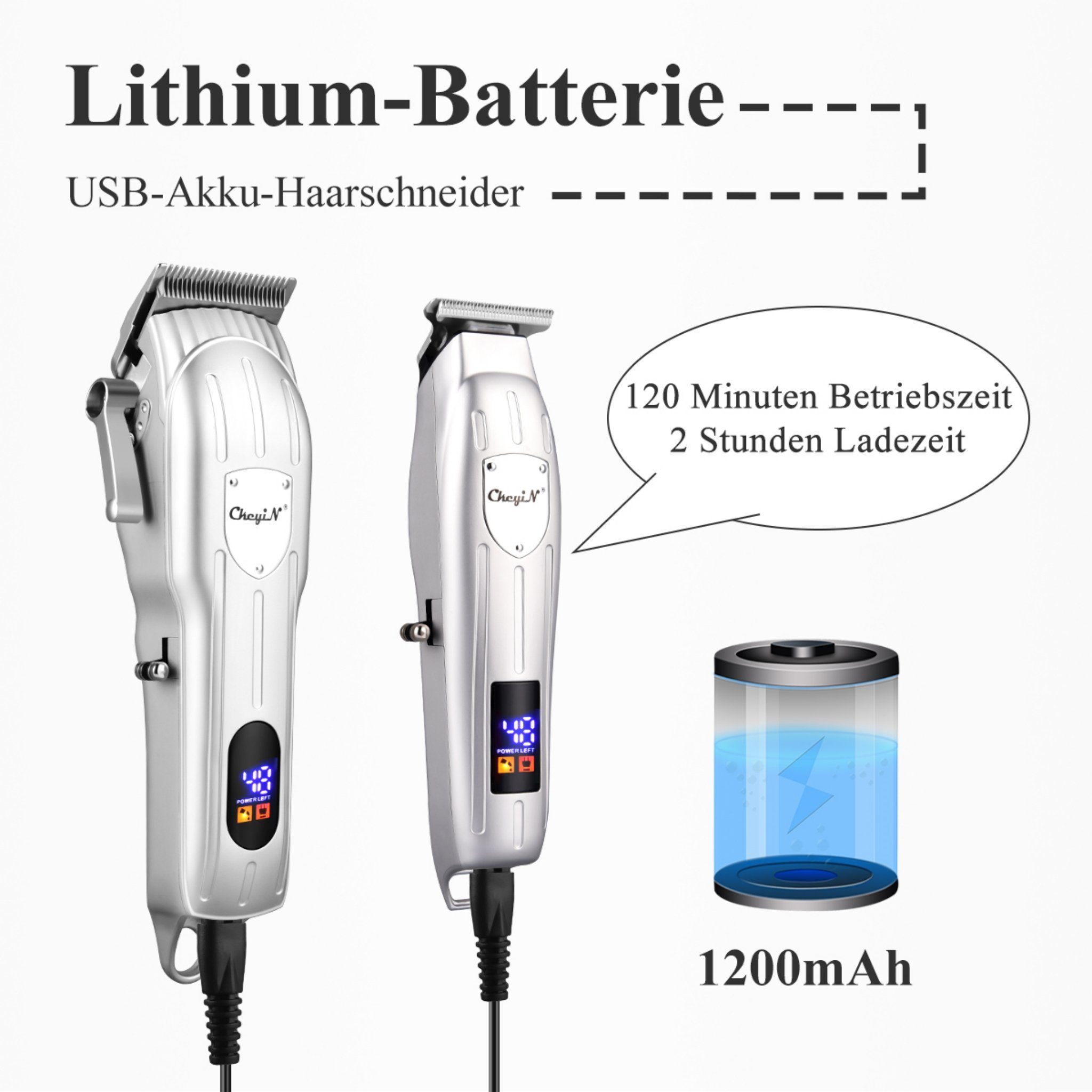 CkeyiN Haar- und Bartschneider Elektrisch Haarschneidemaschine Profi Haarschneider, Harrtrimmer und Reinigungsbürste, mit 9 Kammaufsätzen, Schneidkopf aus Keramik und Edelstahl, geräuscharm