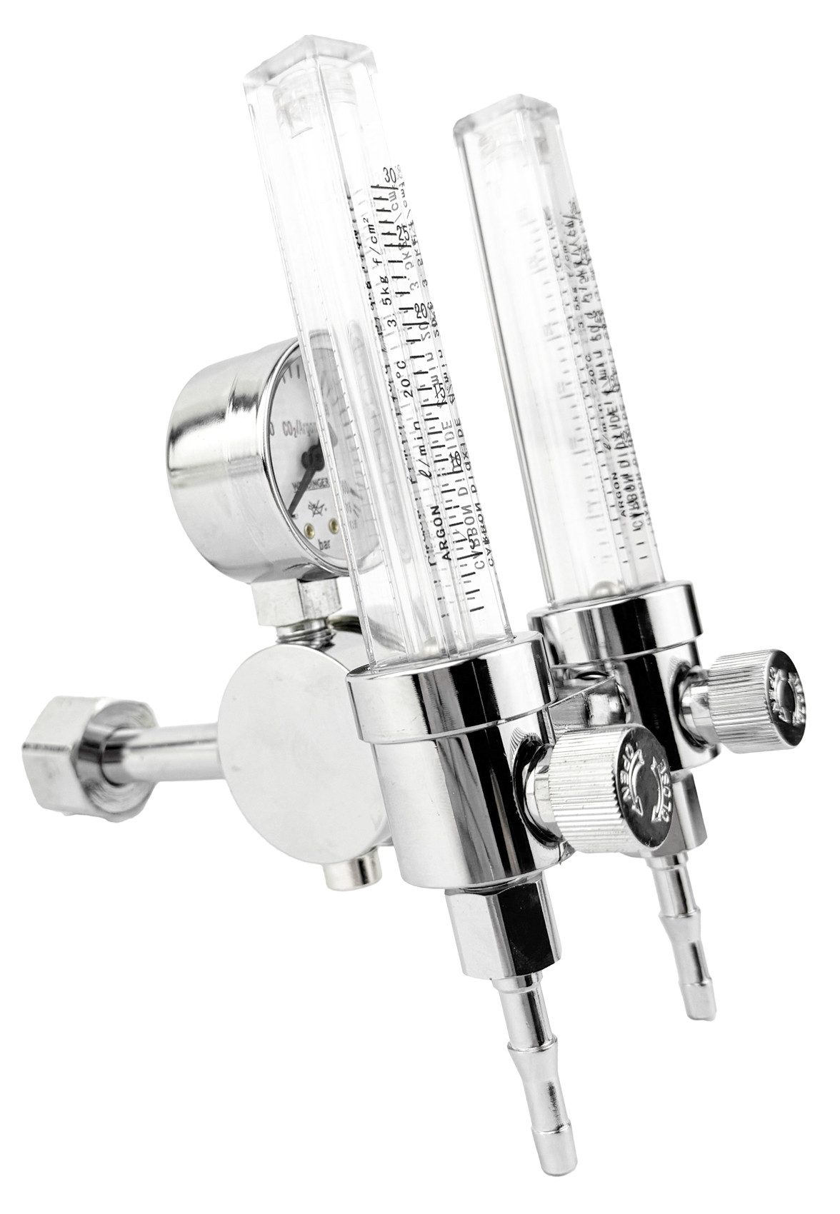 WELDINGER Druckregler Druckregler ECO zwei Flowmeter für Argon Formiergas Schutzgasregler, (1-St), zwei Flowmeter