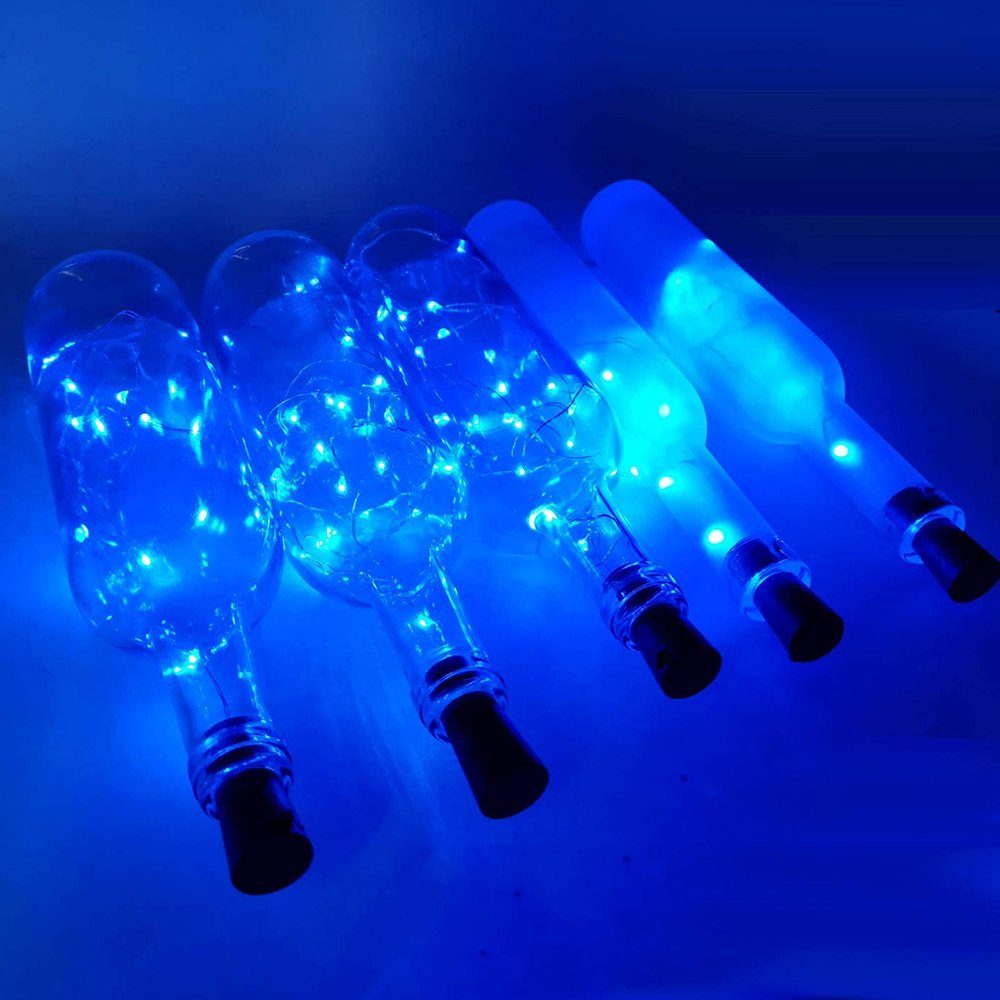 Sunicol Stück, 15/20 Blau LED-Lichterkette Deko,6 LED Wasserdicht Flaschenlicht für Weinflasche Lichterkette Kork