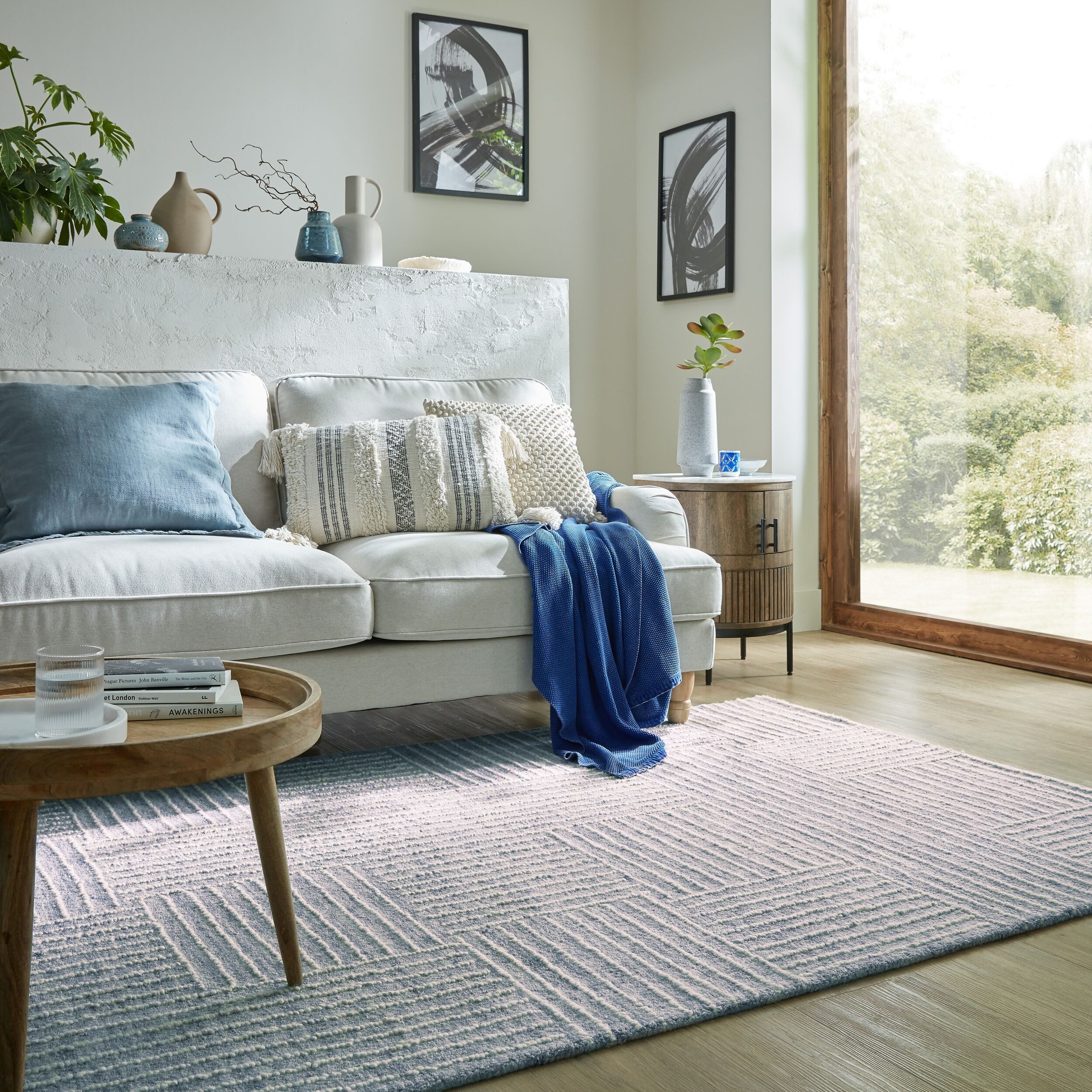 FLAIR RUGS Wollteppich Abstract Check, rechteckig, Höhe: 5 mm, Wolle, Teppich, Wohnzimmer, Schlafzimmer, Esszimmer