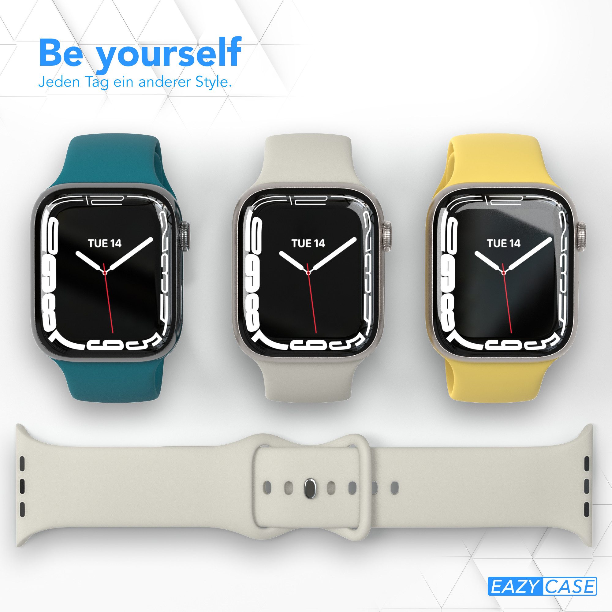 EAZY CASE Smartwatch-Armband Silikon Armband iWatch 11 10 9 8 7 6 5 4 3 2 SE Ultra, Silikon Uhrenarmband Apple Watch 38-42 mm Taupe Sport Unisex – Bild 2 von 5