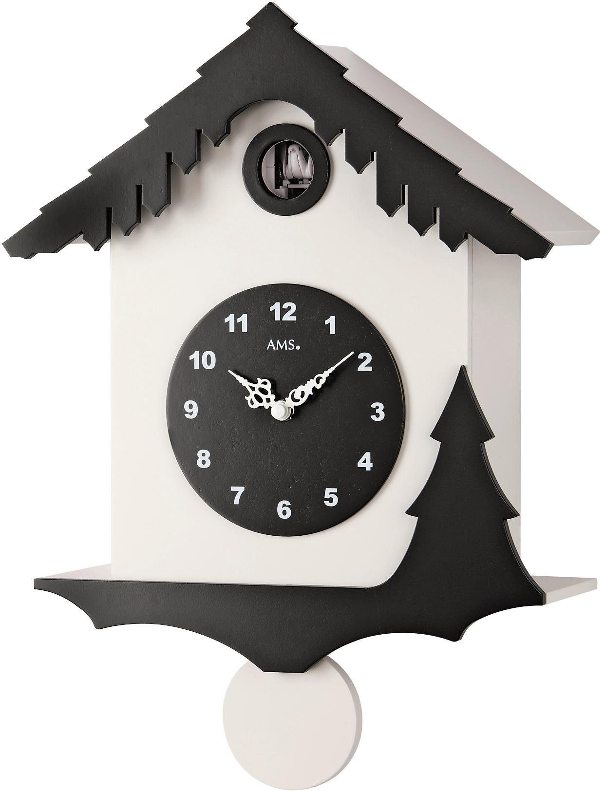 AMS Pendelwanduhr W7391 (Quarzuhr,Holzgehäuse,Esszimmer,Wohnzimmer)