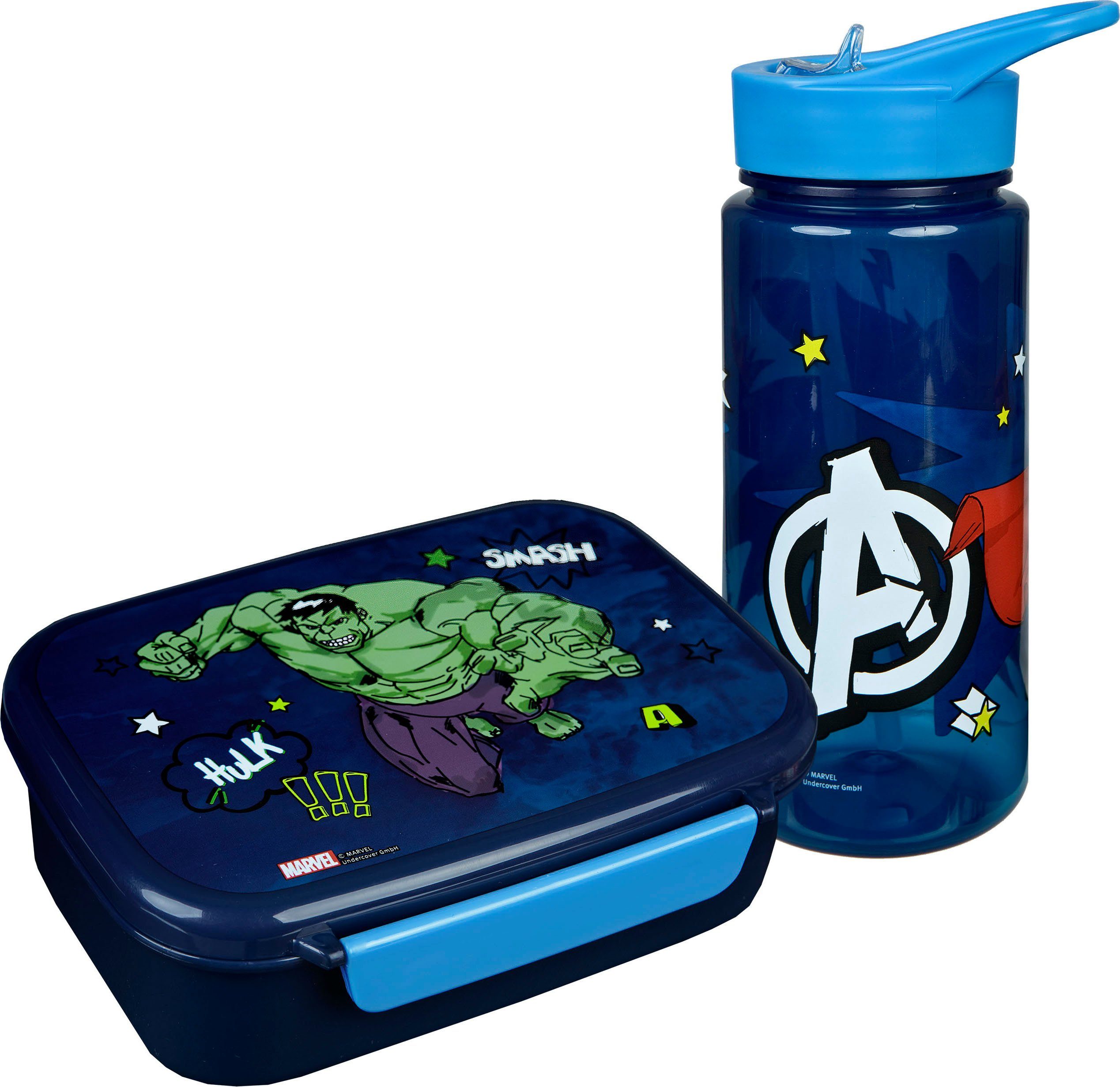 Scooli Lunchbox Brotzeitdose & Trinkflasche, Avengers, Kunststoff, (Set, 2-tlg), mit Trinkflasche