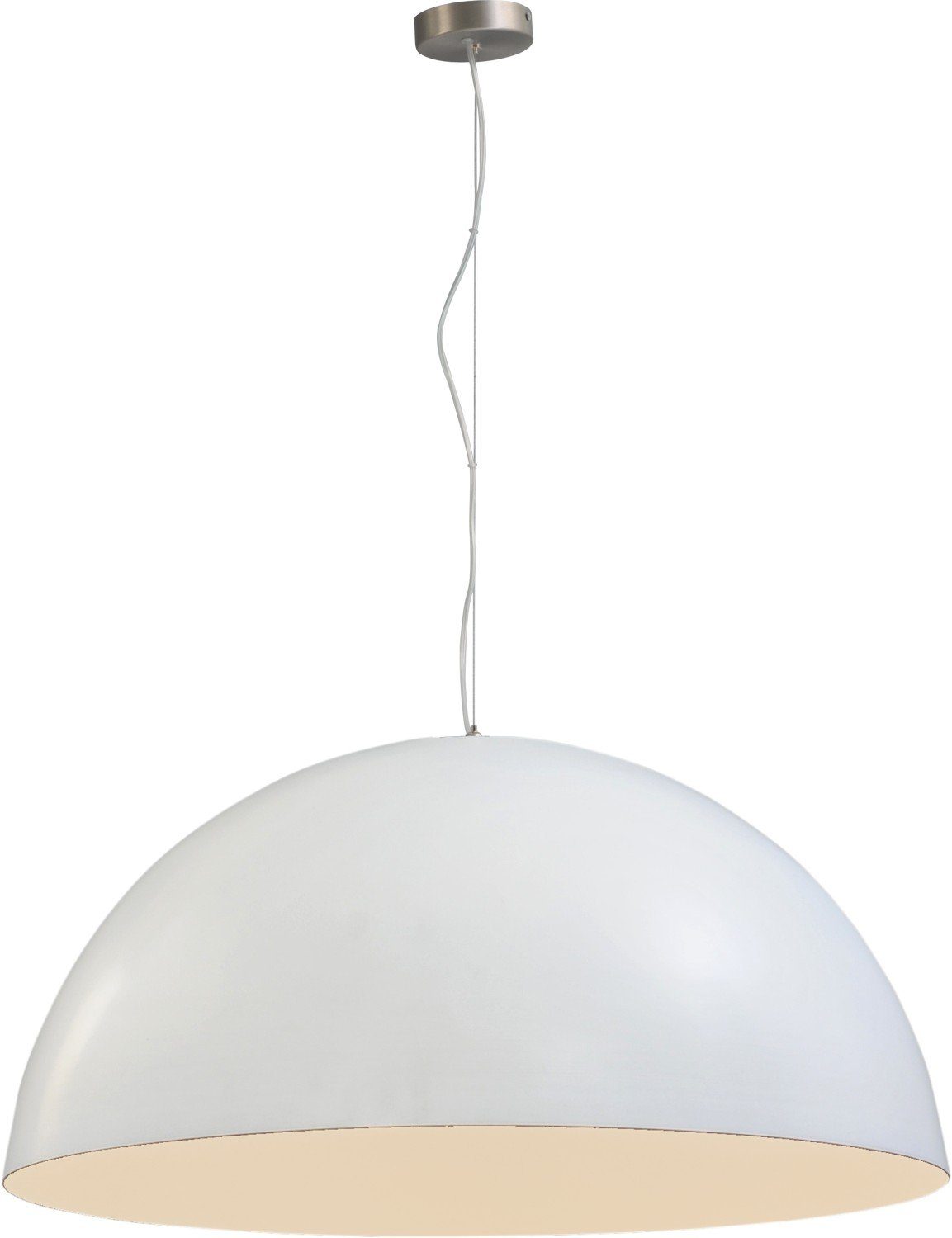 Licht-Erlebnisse Pendelleuchte LARINO, ohne Leuchtmittel, Hängeleuchte Ø 80 cm E27 Weiß Industrie Design Metall Hängelampe