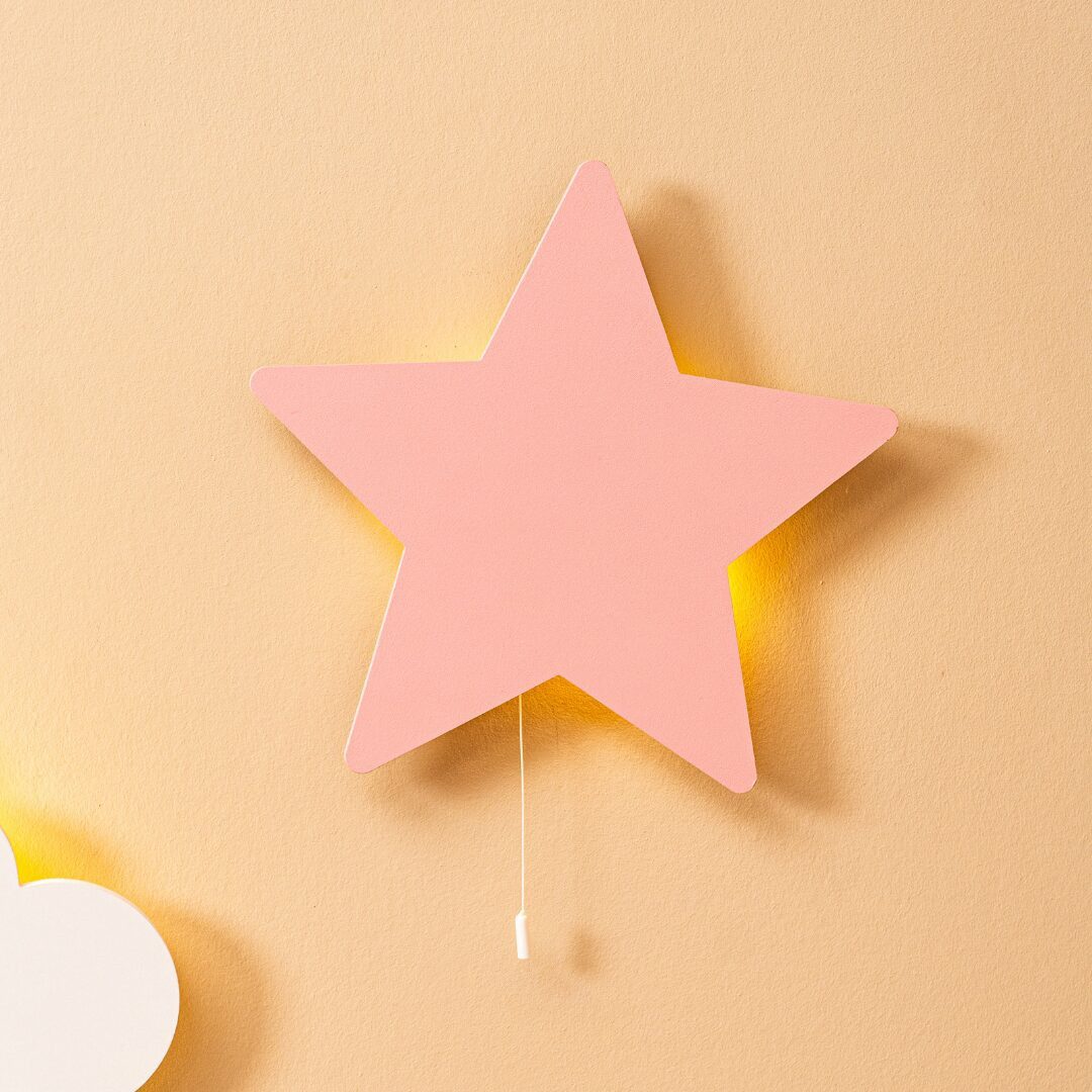 COZYCOLLECTIONS LED Wandleuchte LED-Nachtlicht in Holzoptik, LED, Warmweiß, Montessori-Design, handbemalt, LED, 9V-Batterie, Zugschalter