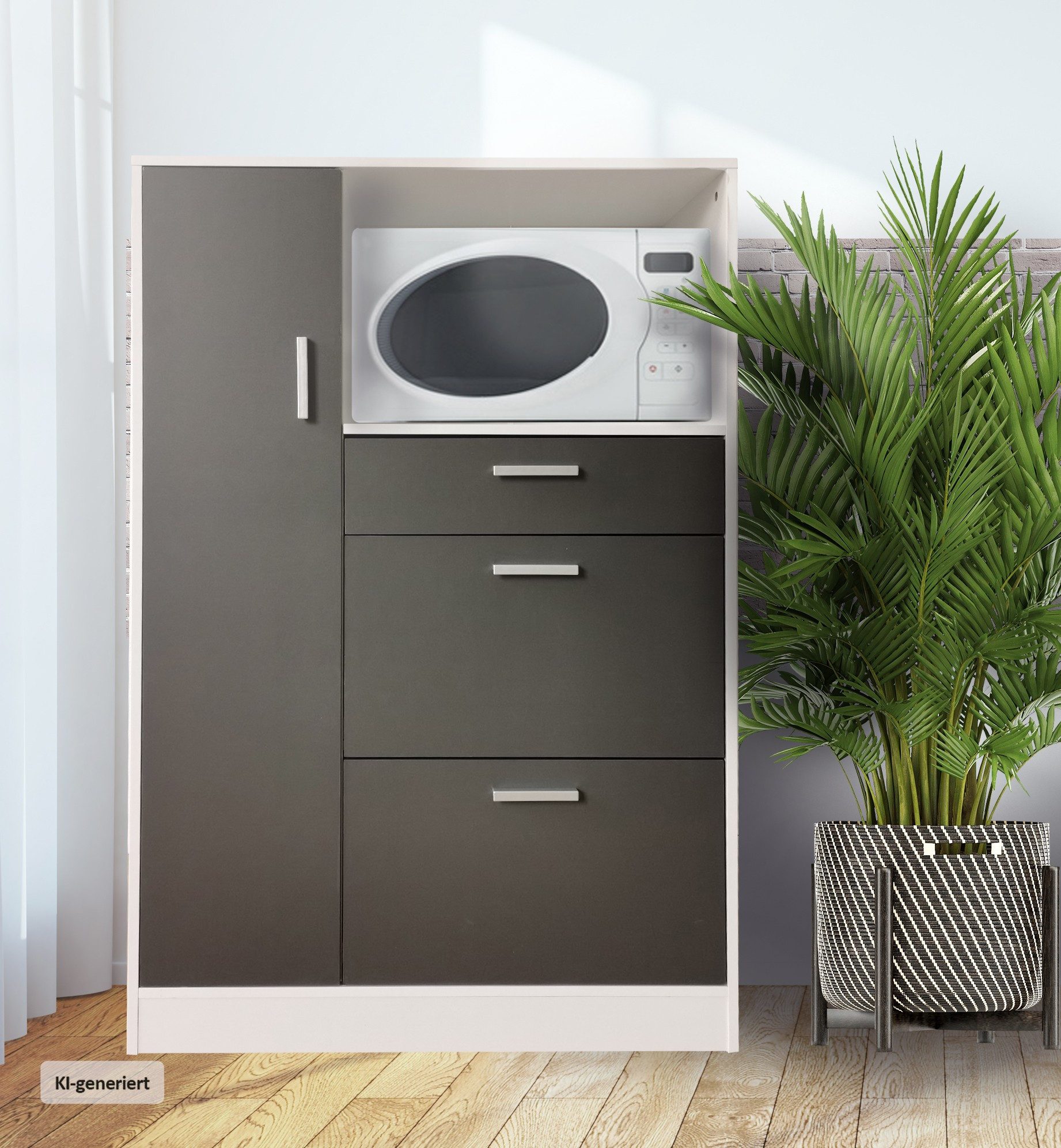 HTI-Line Küchenbuffet Küchenschrank Kombi L Blanca (Stück, 1-St., 1 Küchenschrank Kombi L Blanca) Küchenbuffet Mehrzweckschrank Mikrowellenschrank