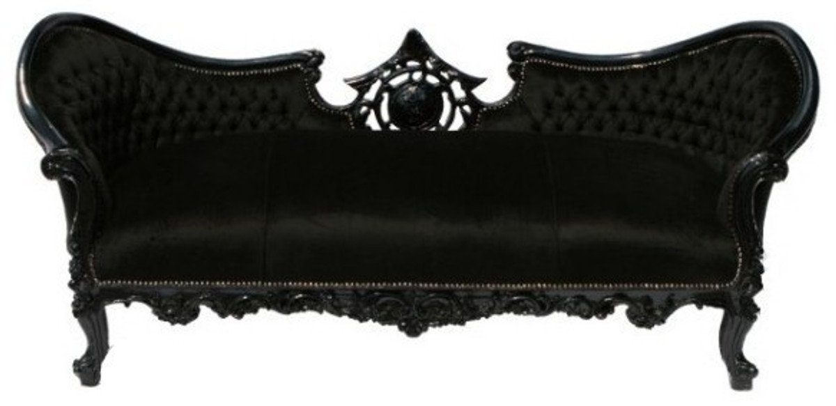 Casa Padrino Sofa Barock Sofa Vampire Schwarz/Schwarz - Limited Edition - Lounge Couch