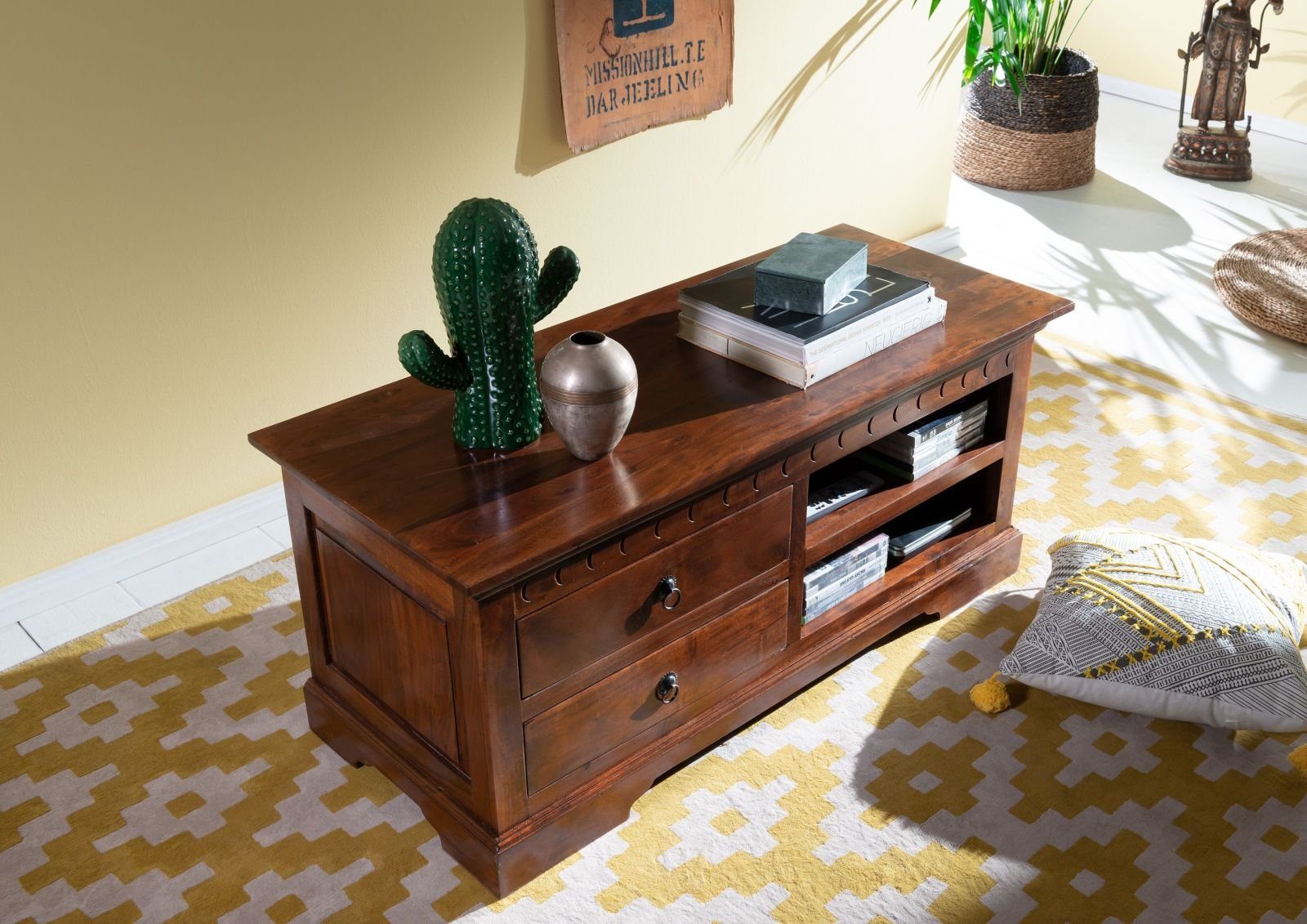 Massivmoebel24 TV-Board (Massivholz), TV-Board Akazie 115x48x50 nougat lack günstig online kaufen