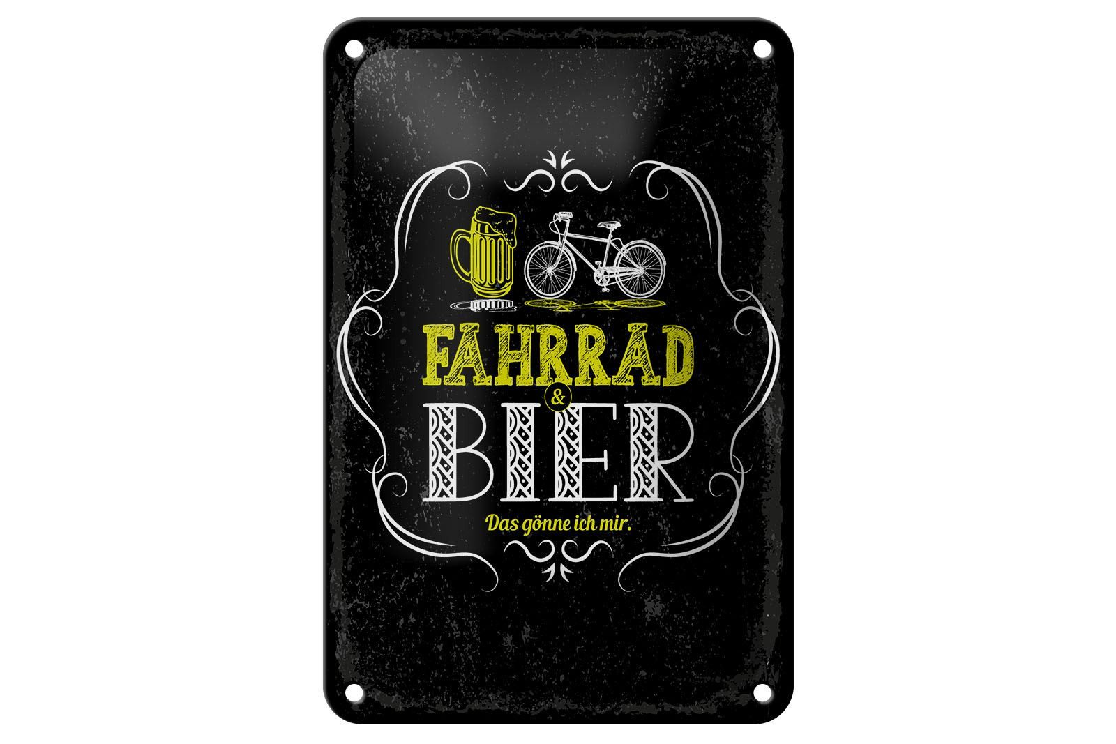 Femer GmbH Metallschild Spruch 12x18 cm Fahrrad und Bier das gönne ich mir, (1 St), gewölbte Oberfläche, abgerundete Ecken, umgeschlagene Kanten