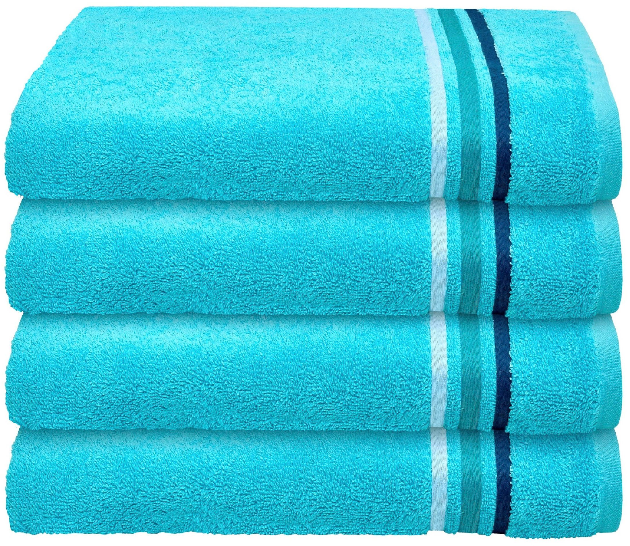 Schiesser Handtücher Skyline Color aus 100 % Baumwolle mit eleganter Streifenbordüre, Frottier (Set, 4-St), MADE IN GREEN by OEKO-TEX®