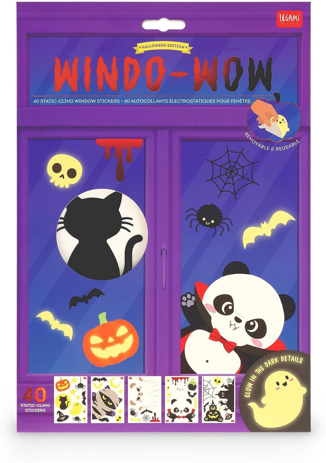 Legami Spiel LEGAMI Windo-Wow Pumpkin Fensteraufkleber, 40 Stück