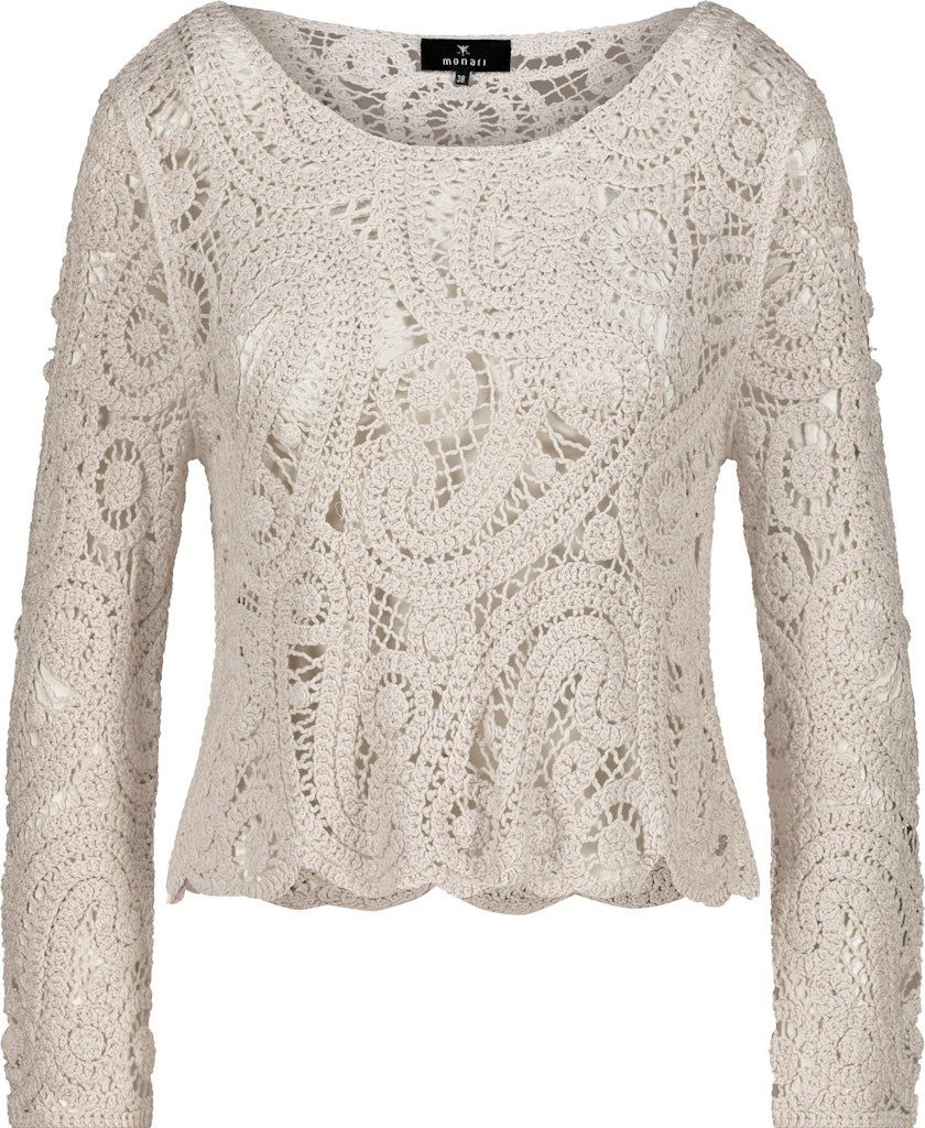 Monari Rundhalspullover Filigranes Cornelly-Häkelmuster und weiche Viskose günstig online kaufen