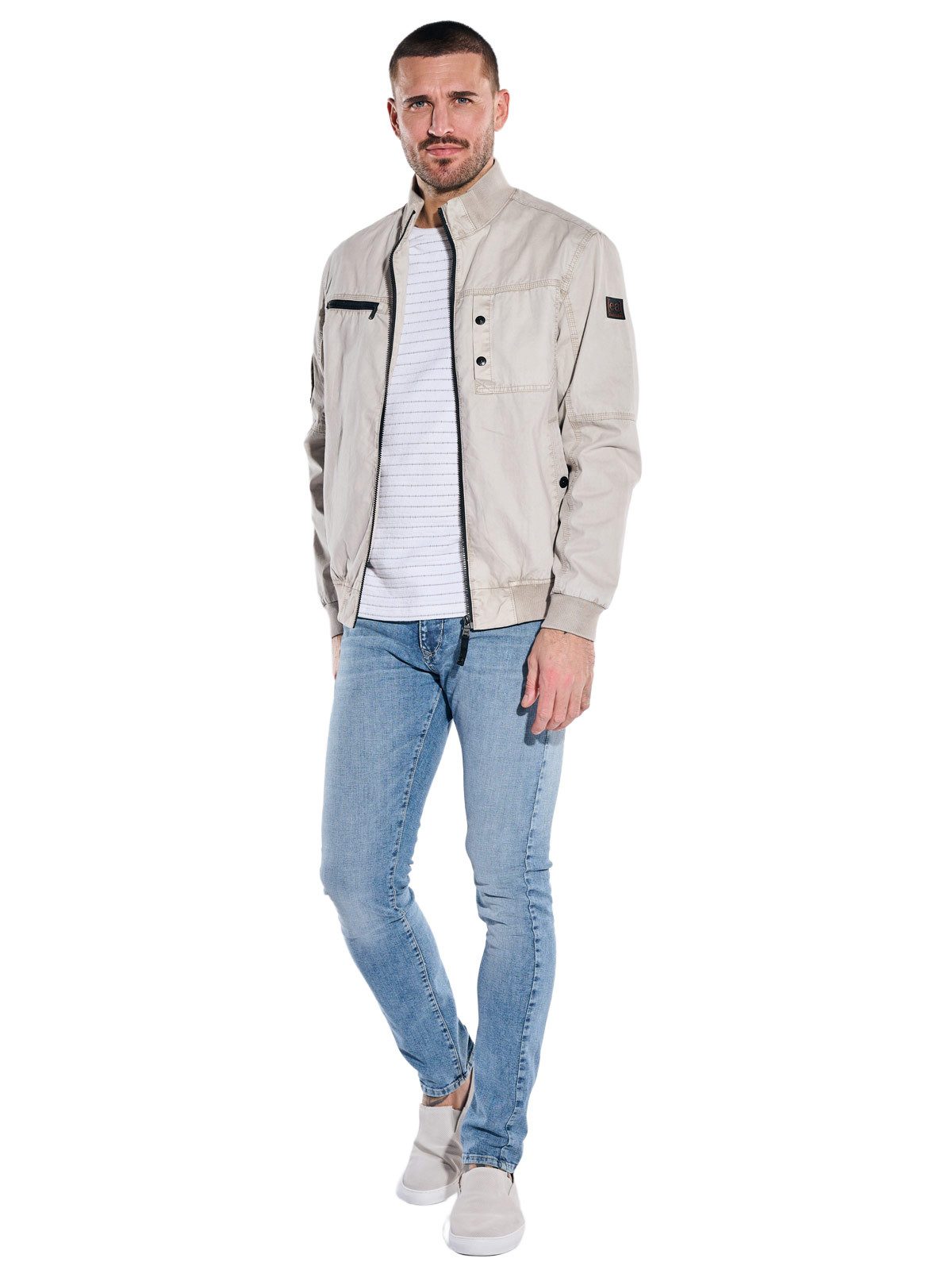 emilio adani Kurzjacke Herren Modische Baumwolljacke, Beige