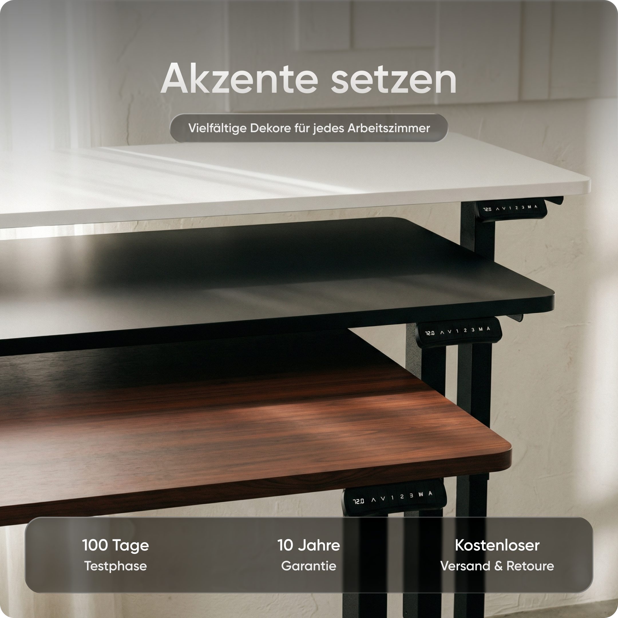 DESKSPACE Tischplatte Massive Tischplatte 25 mm – robust, wasserfest, pflegeleicht, 25 mm dick, melaminbeschichtet, wasserfest und montagefreundlich