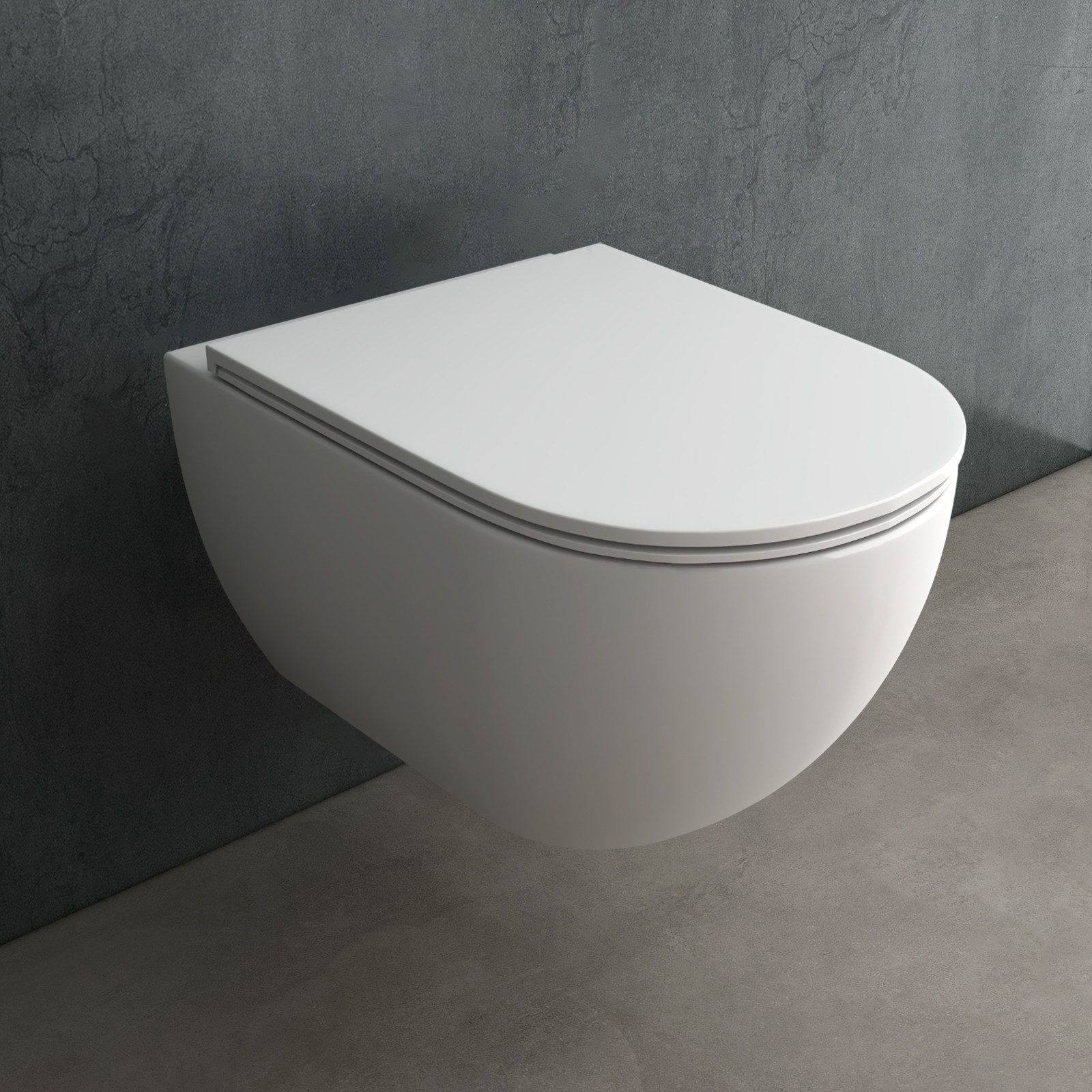Tiefspül-WC Hänge WC Komplettset - Wand WC Kloschüssel und WC Deckel