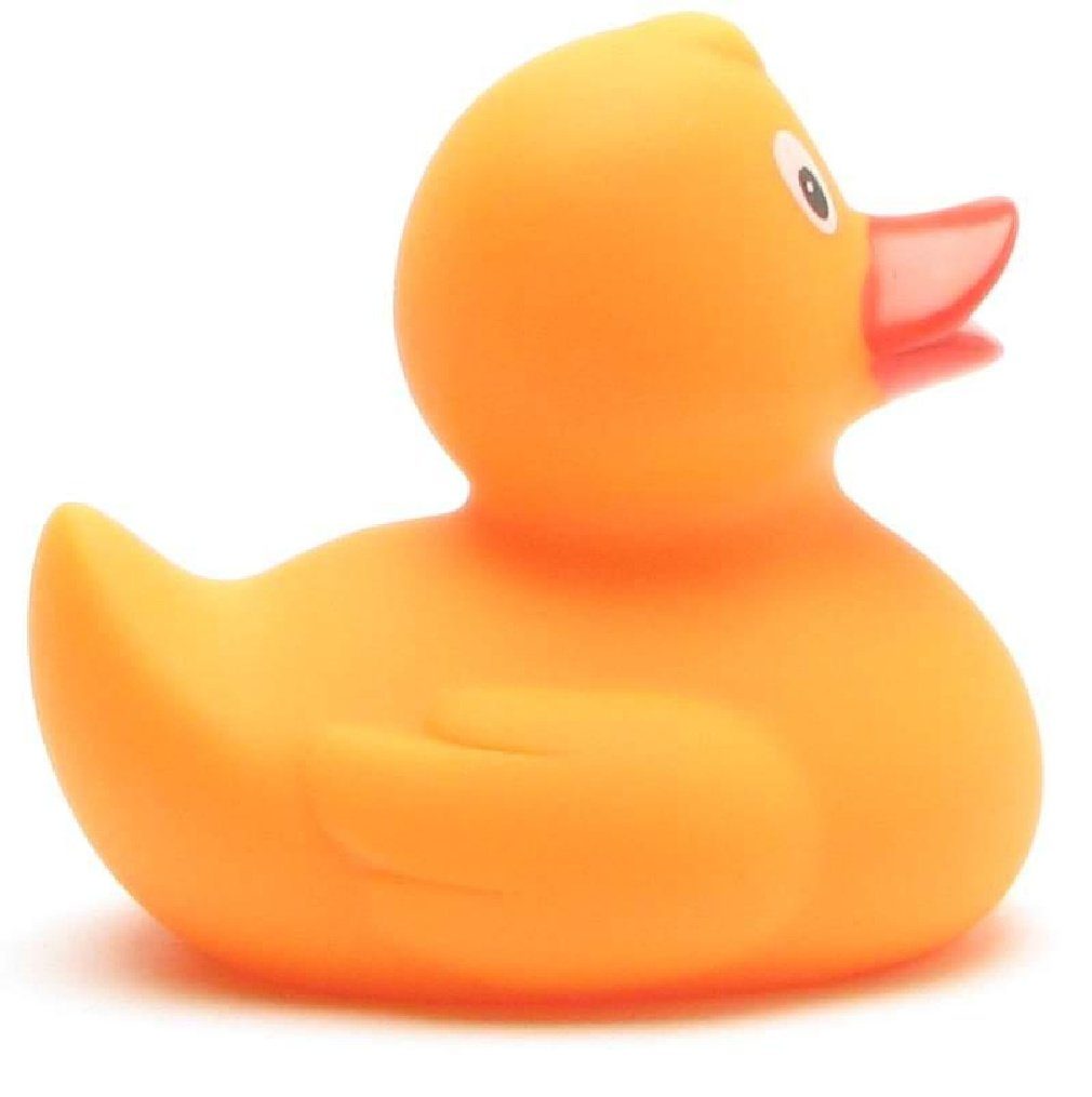 Duckshop Badespielzeug Quietscheente mit Magic orange - Duck UV-Farbwechsel gelb zu