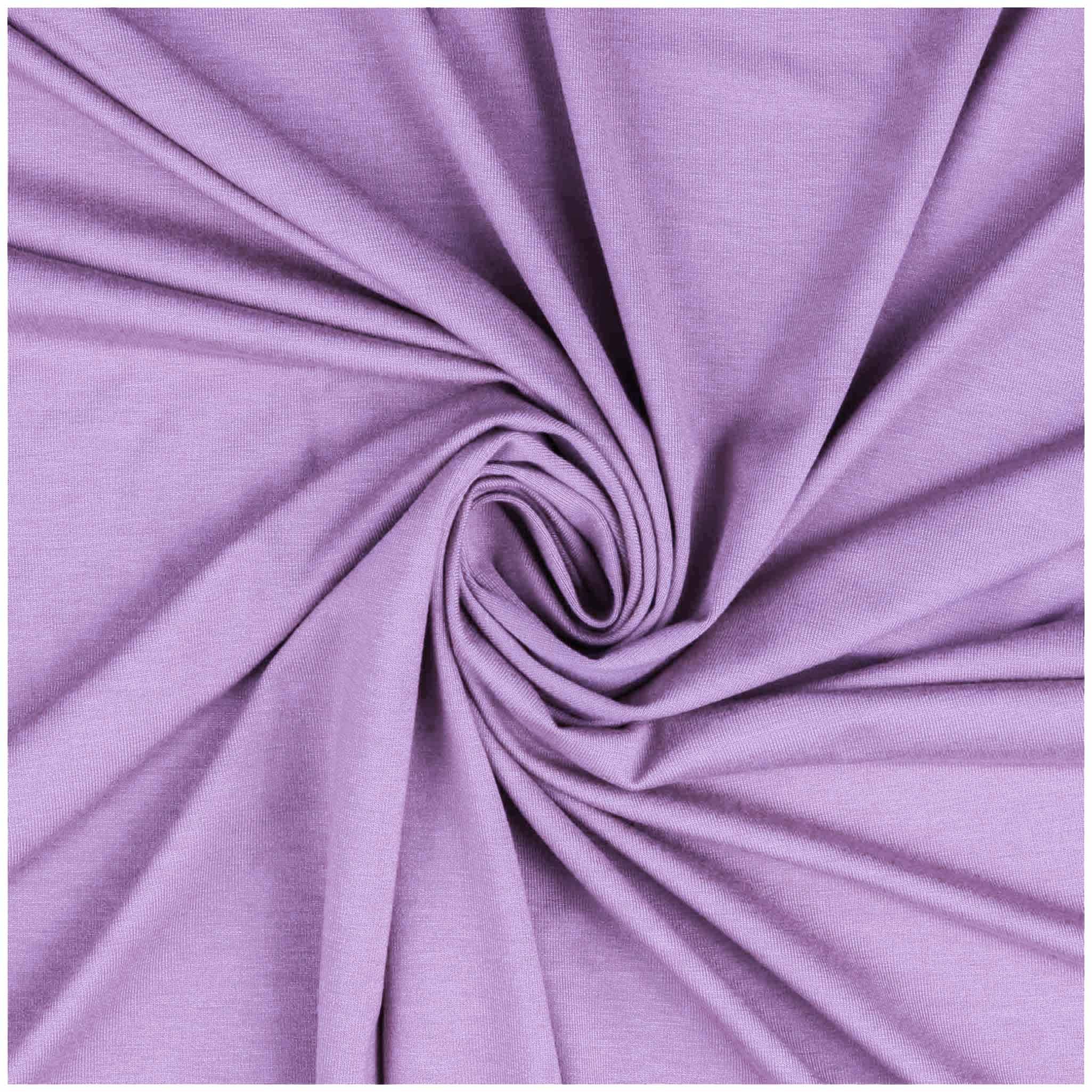 maDDma Stoff Jersey Stoff Bambus Viskose Meterware elastischer Stretch zum Nähen, flieder