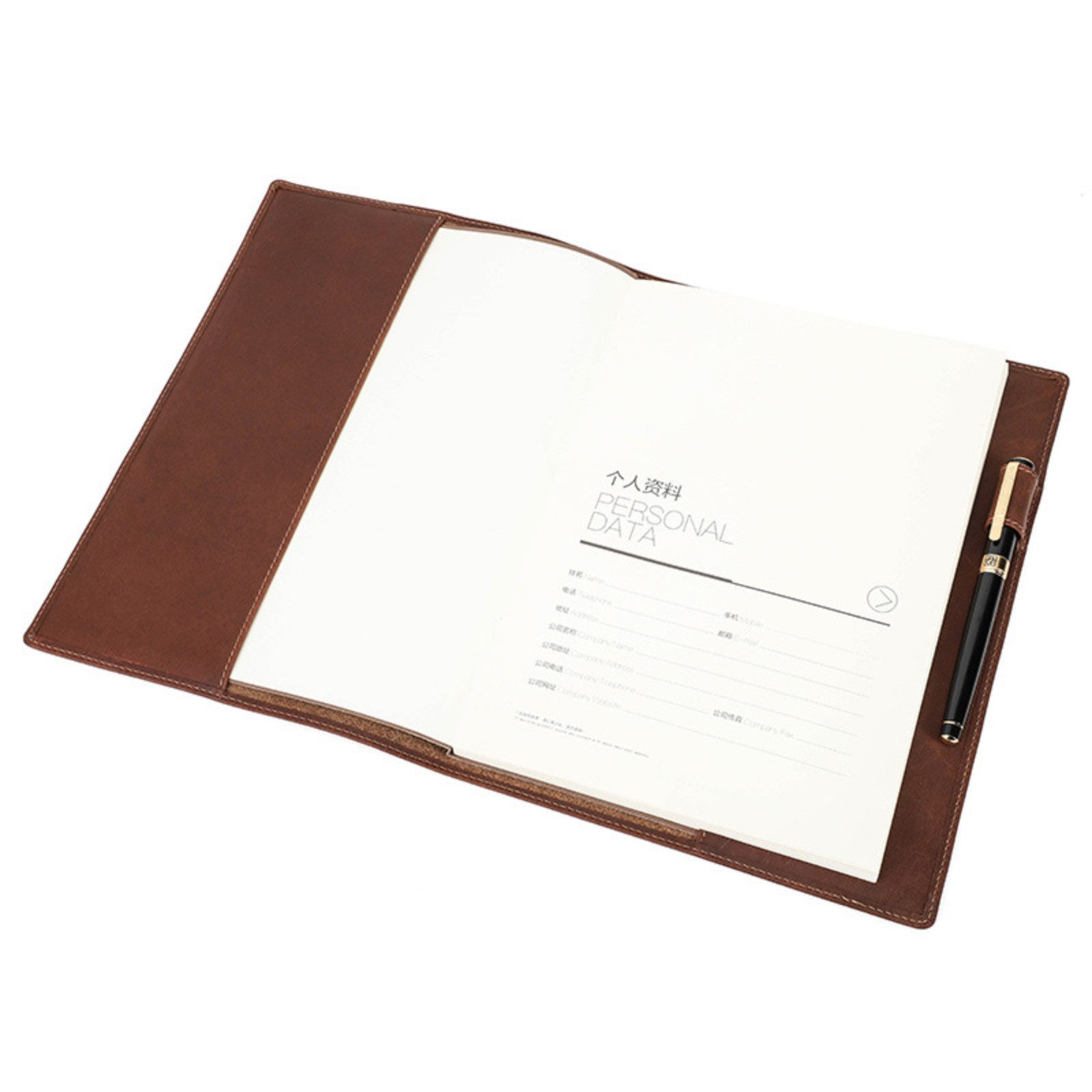 YUBRO-STUDIO Stifthülle Handgefertigte Lederhülle für B5 Notizbuch mit Stifthalter Leder