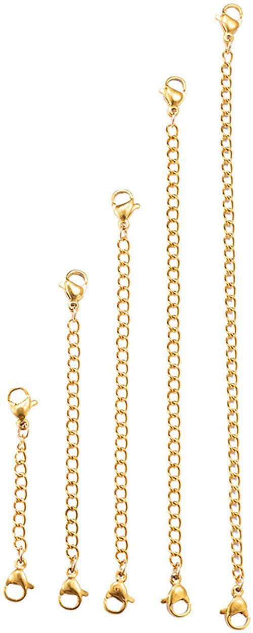 Firetti Kettenverlängerung Schmuck Geschenk Verlängerung für Armbänder, Ketten und Fußketten (Set, 5-tlg), Made in Germany