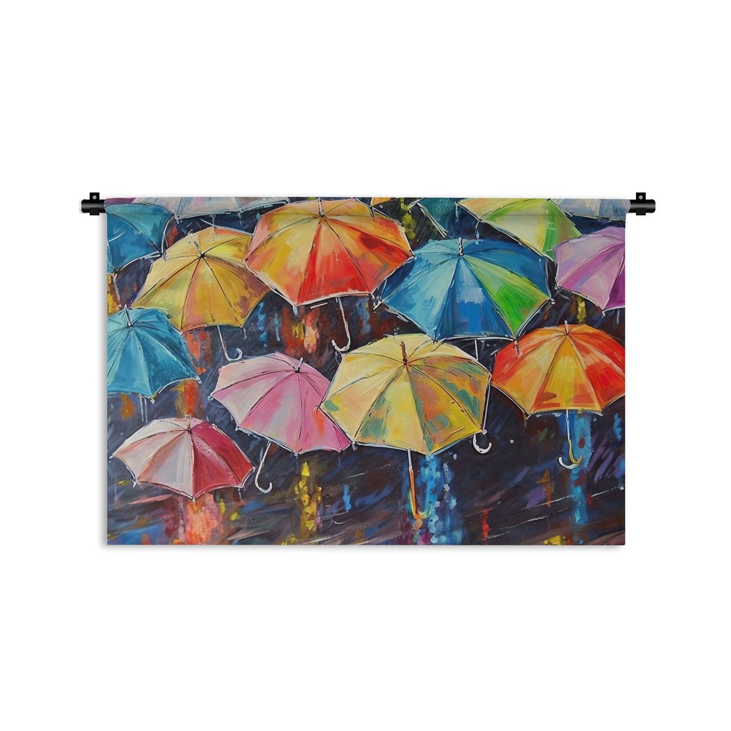 MuchoWow Wanddekoobjekt Regenschirme - Malerei - Kunst - Regenbogen, Wanddeko für Wohnzimmer, Schlafzimmer, Kleid, Wandbehang, Kinderzimmer