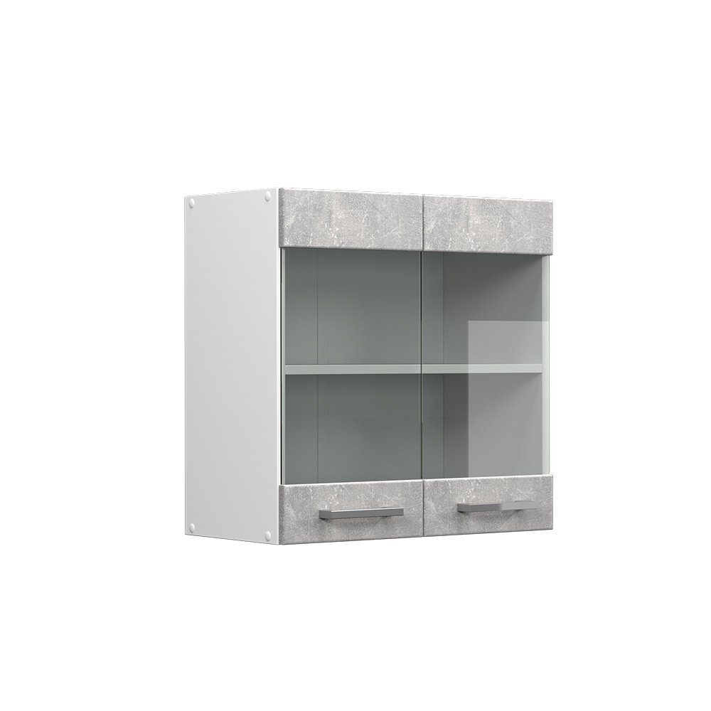 Vicco Glashängeschrank R-Line, Beton/Weiß, 60 cm (1-St)