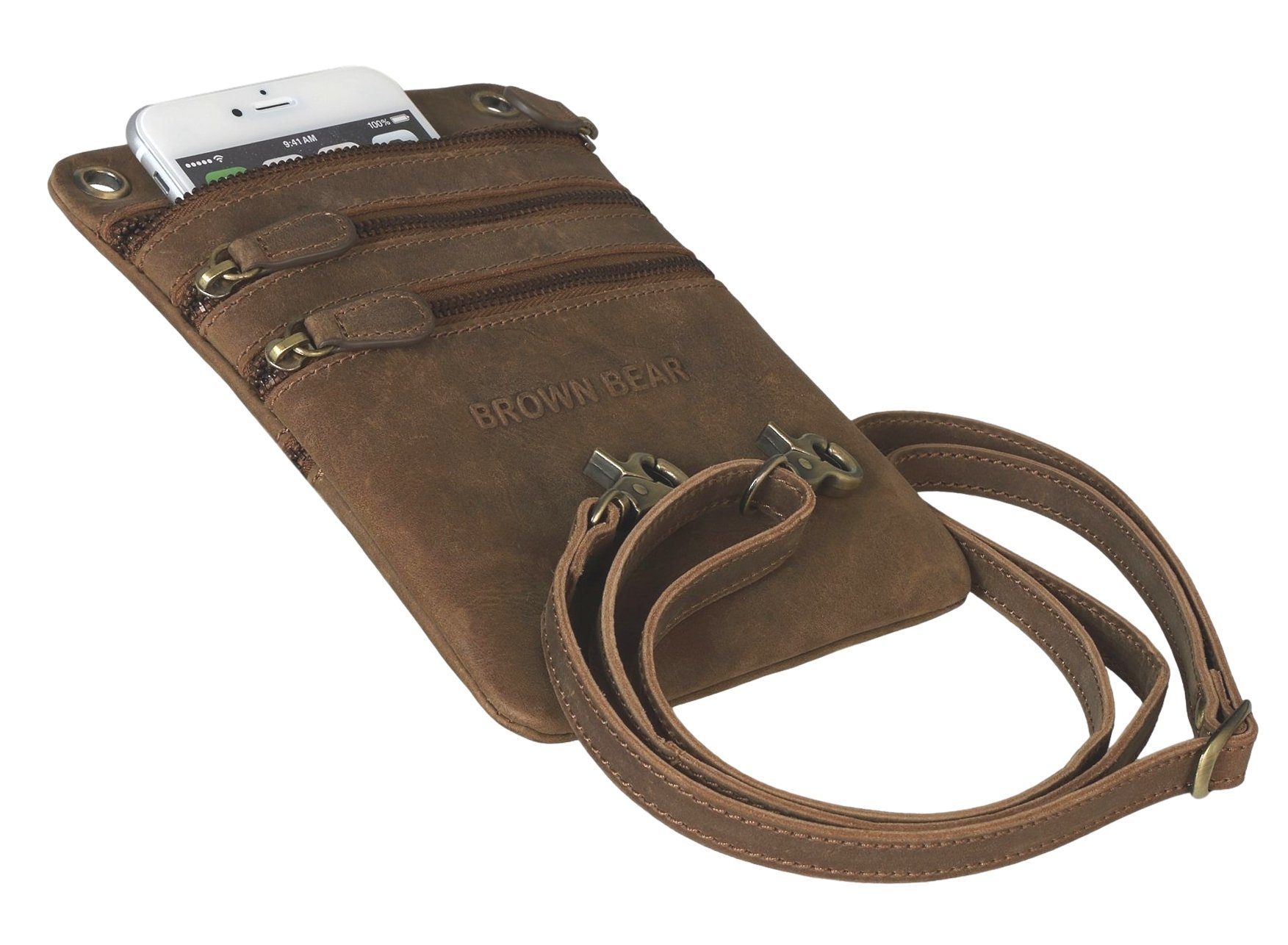 Brown Bear Schultertasche Lotte Modell MJ 151, aus Echtleder in kompaktem Format