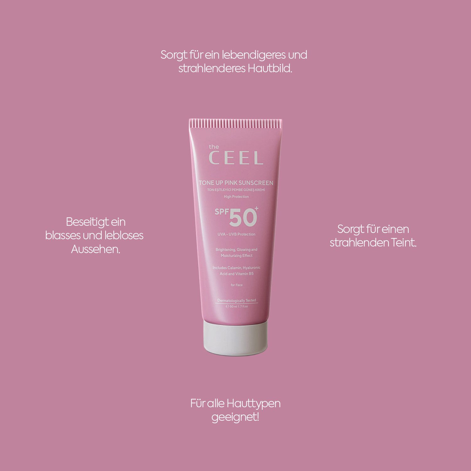 THE CEEL Sonnenschutzcreme Sonnencreme SPF 50+ Ausgleichender Teint Glutathion Hyaluronsäure, SPF 50+ Sonnenschutz mit Glutathion & Hyaluronsäure–Ebenmäßiger Teint