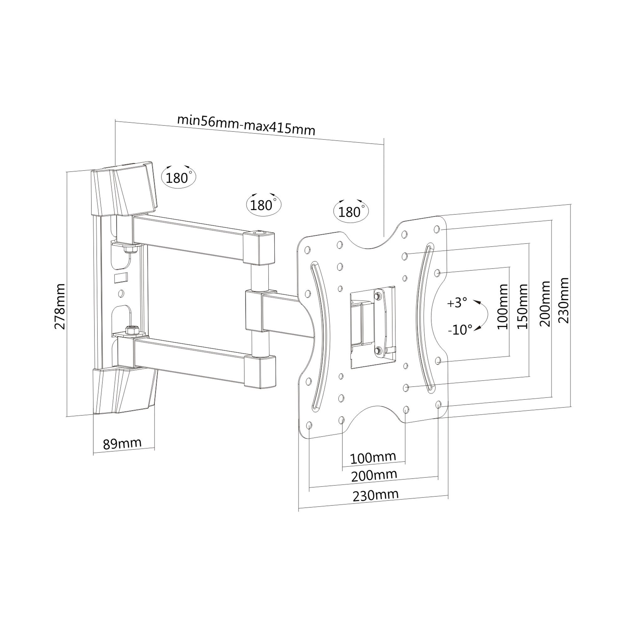 PureMounts TV-Wandhalterung PureMounts PM-FM12-200 - Neigbare und schwenkbare TV / Monitor Wandhal – Bild 4 von 5