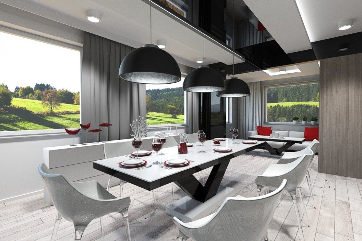 designimpex Esstisch Design Tisch HE-999 Weiß / Schwarz Hochglanz ausziehbar 160 bis 256 cm
