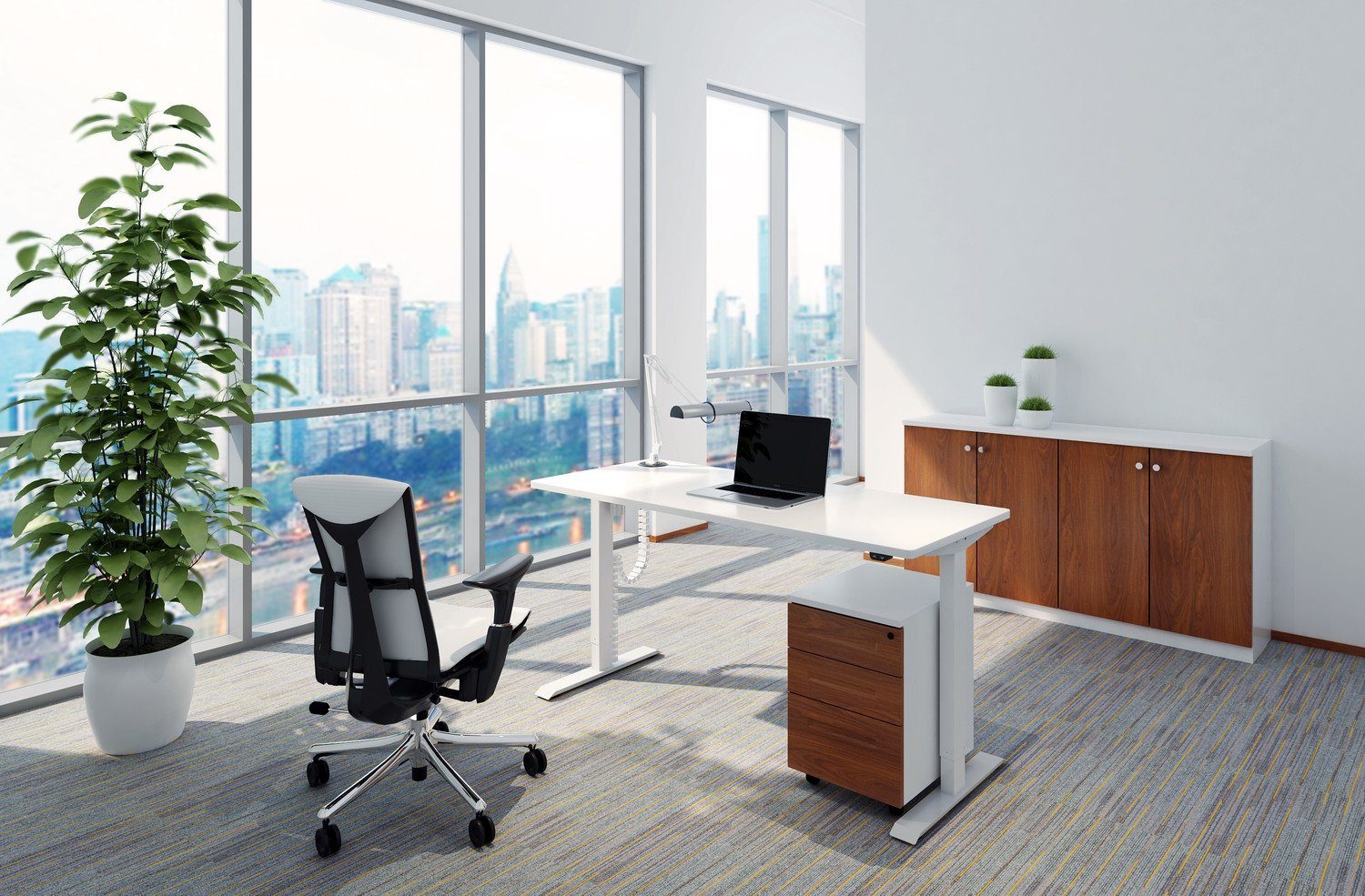 von Platten Natur24 Tischgestell Höhenverstellbares Schreibtischgestell Weiß 100-160cm für