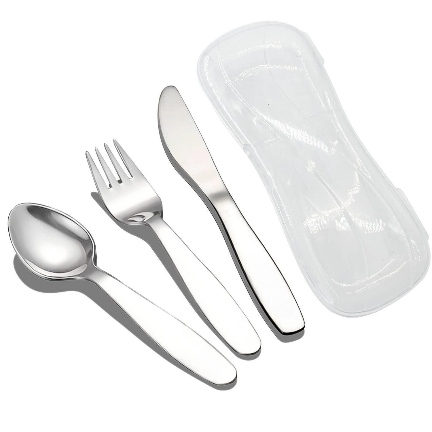 LuxusKollektion Kinderbesteck Kinderbesteck Gabel Löffel Messer Reiseetui 1 Gabel 1 Löffel 1 Messer