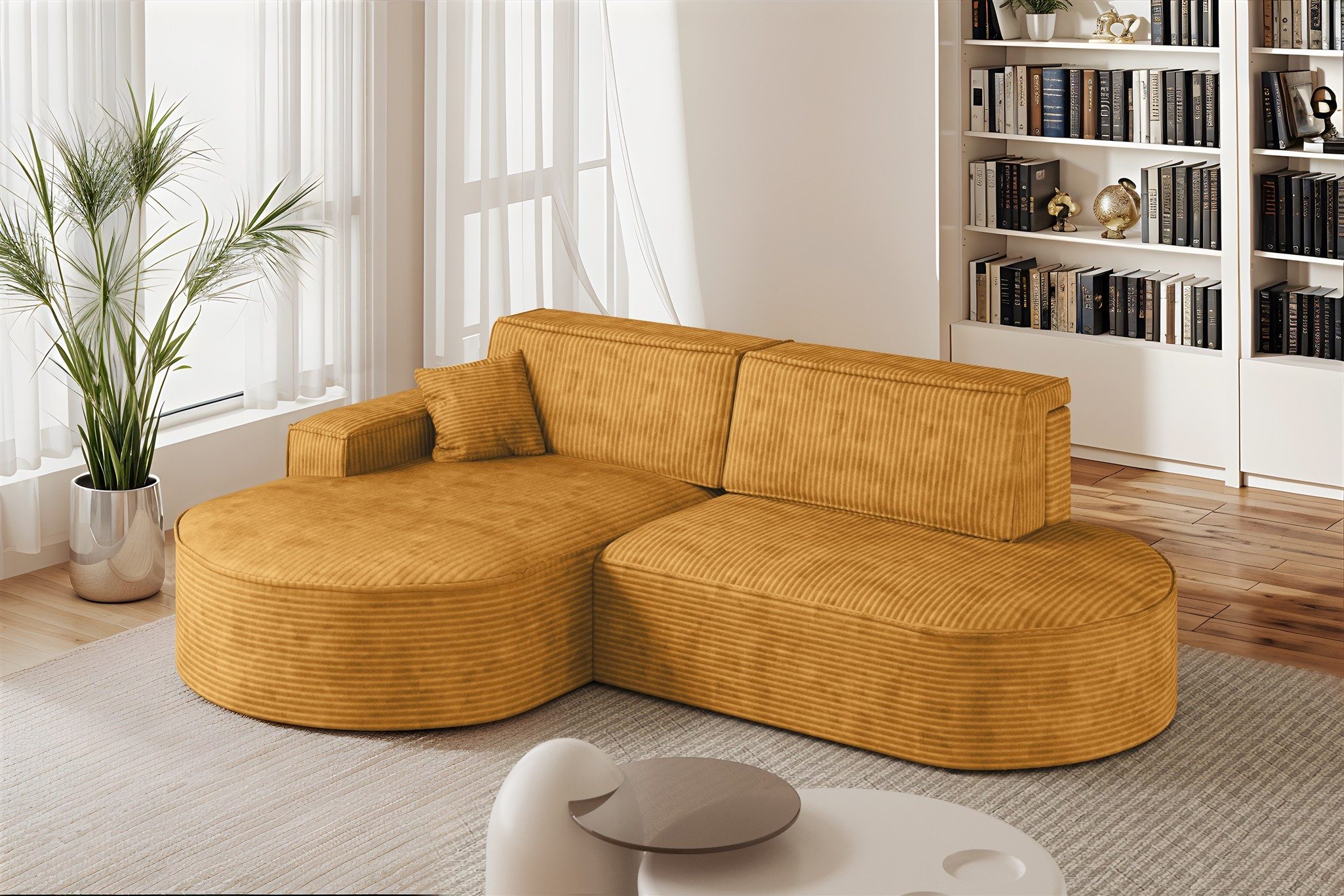 Fun Möbel Ecksofa Schlafsofa Sofa VENEDIG, Ottomane Rechts oder Links, Inkl. Bettkasten und 1 Zierkissen