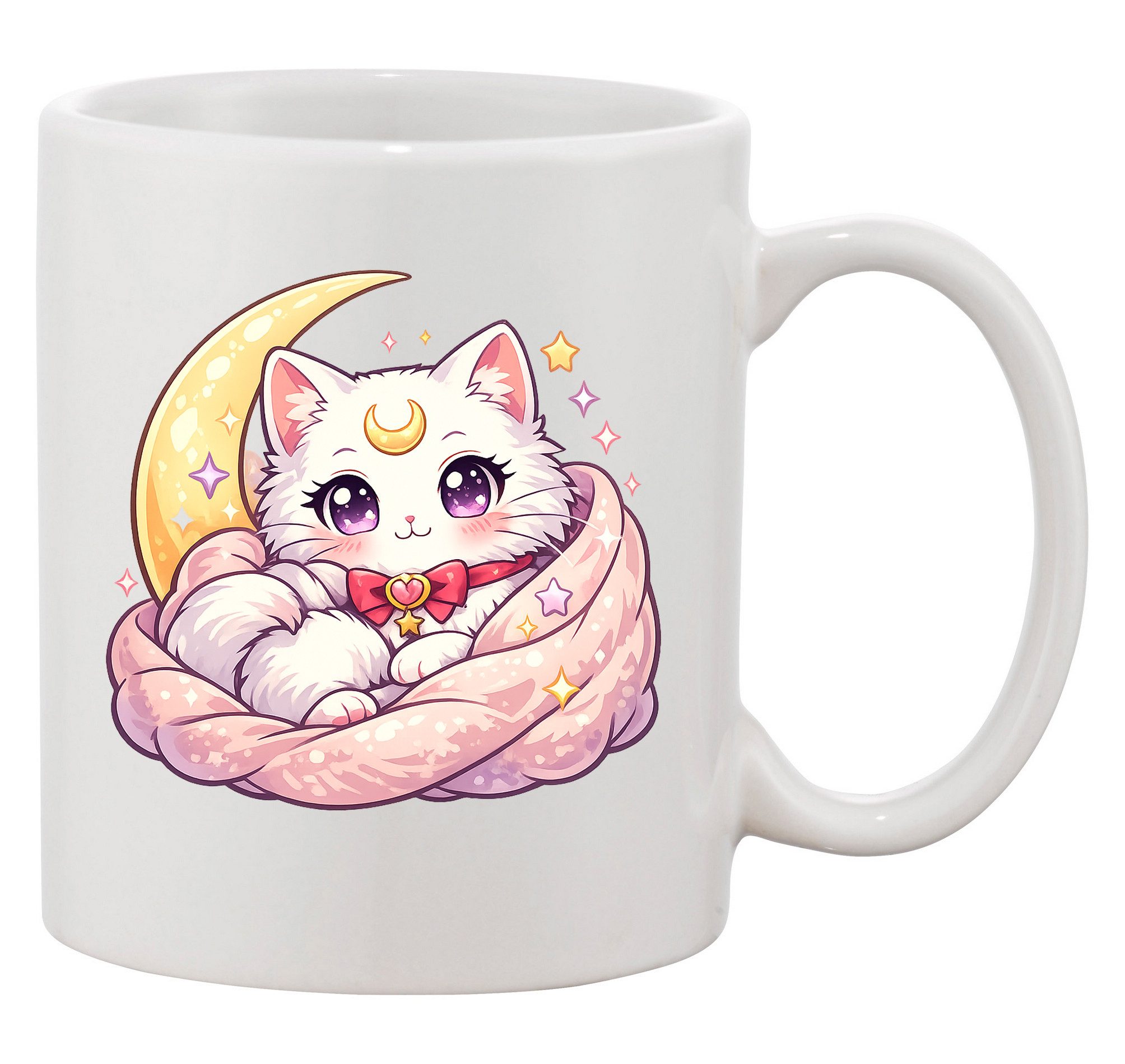 Blondie & Brownie Tasse Anime Katze Mond Tasse Manga Kawaii Cozy CatMoon Becher Deko, 1-tlg., Keramik, CatMoonKawaii Kuschelkatze Becher