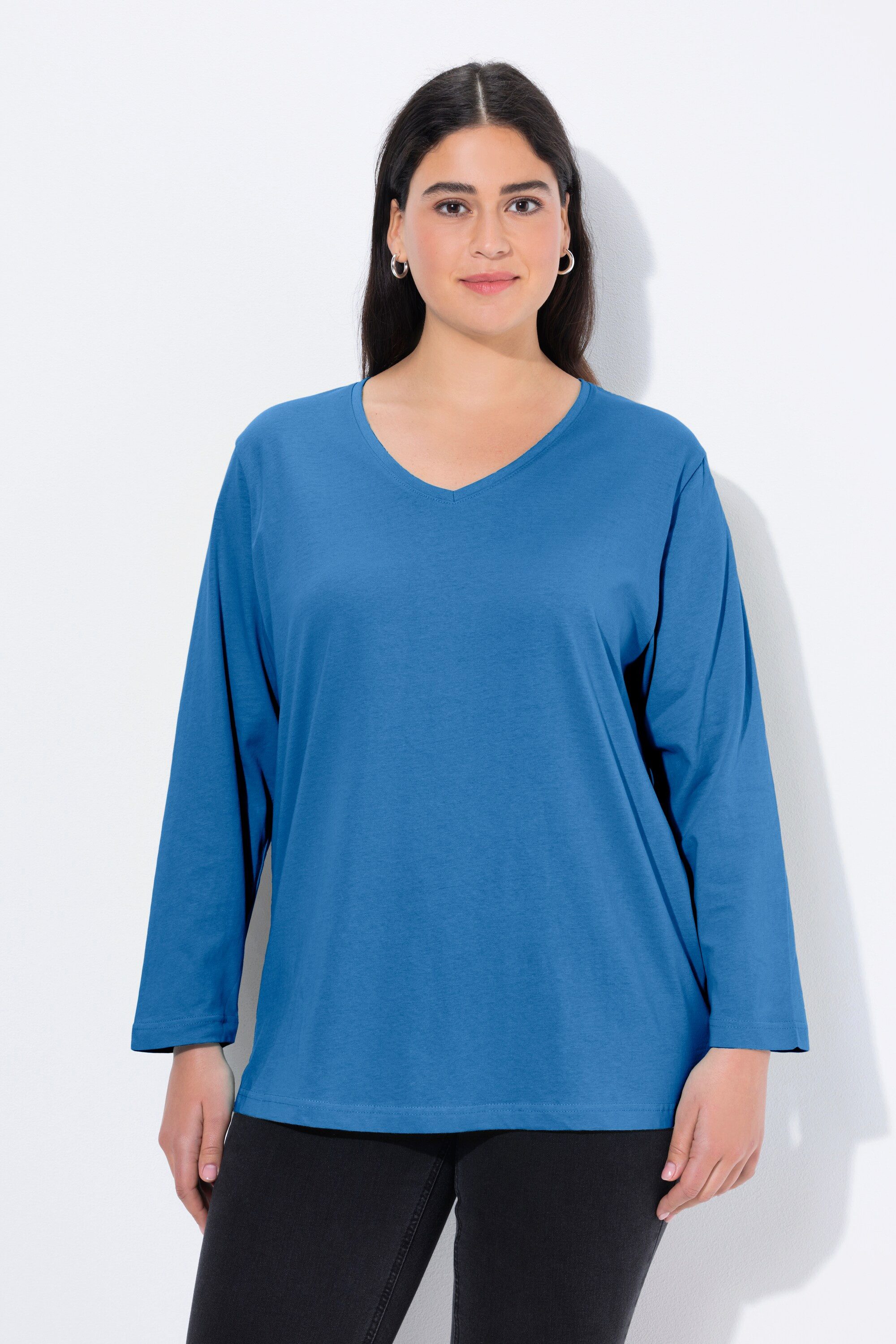 T-Shirt Shirt V-Ausschnitt Relaxed Langarm