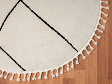 Hochflor-Teppich Moroccan Signature, Myflair Möbel & Accessoires, rund, Höhe: 24 mm, modern, marokkanisches Design, Rauten Muster, weich, mit Fransen
