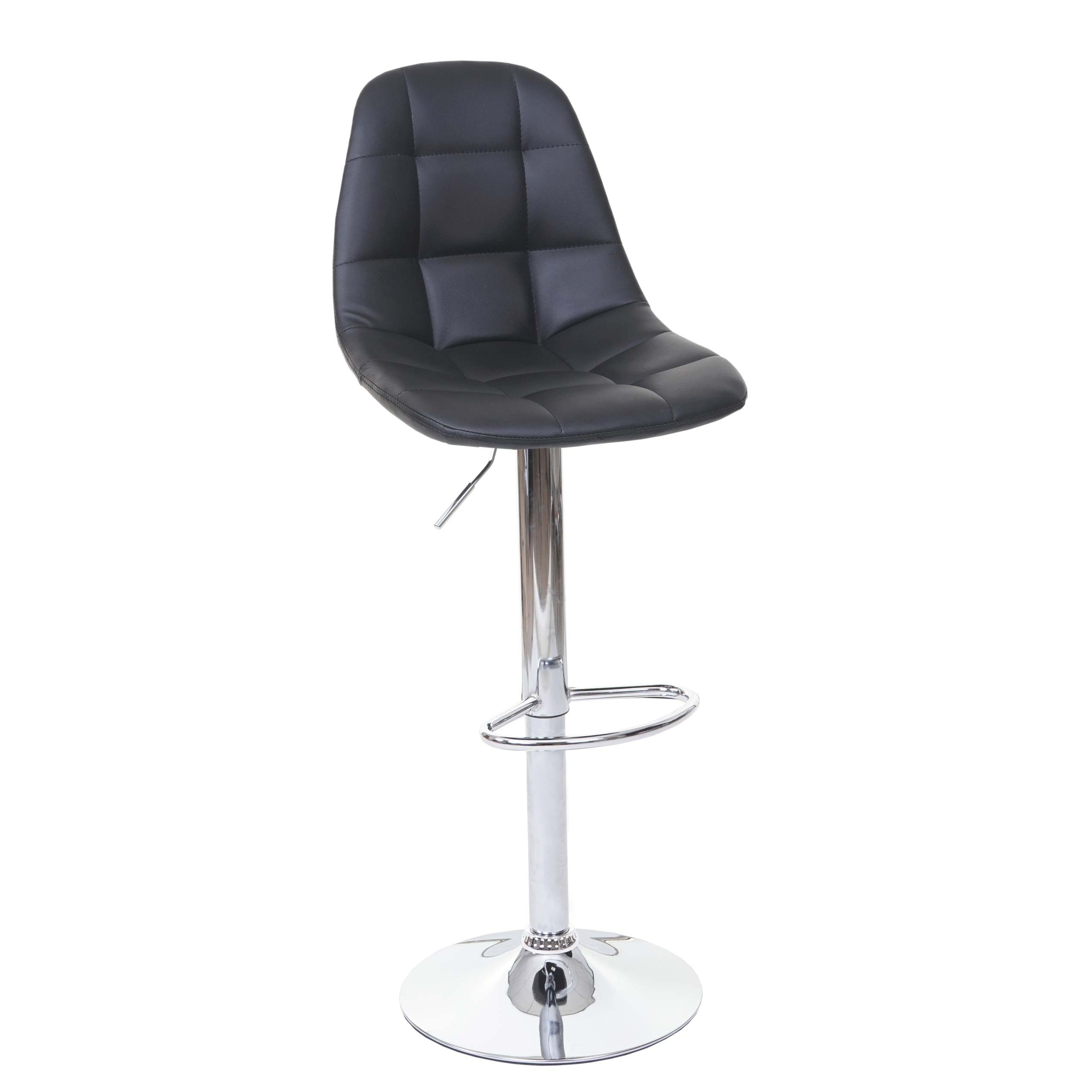 Barhocker Barhocker gepolstert mit Lehne Sitzhöhe 61-81cm Schwarz Kunstleder