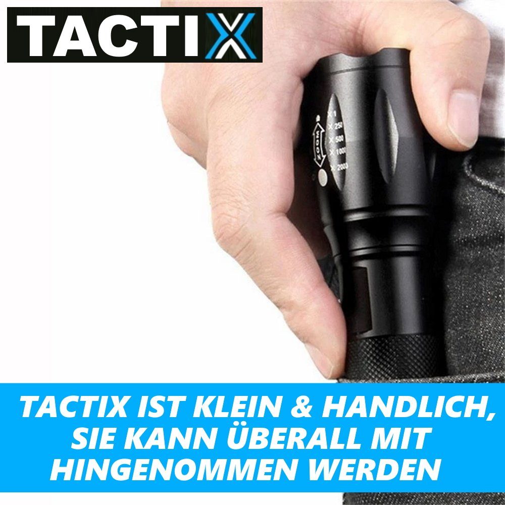 Taschen 40x LED Zoomfunktion, Taschenlampen schwarz Polizei Lampe taktische Taschenlampe Taschenlampe LED Security TACTIX MAVURA Heller