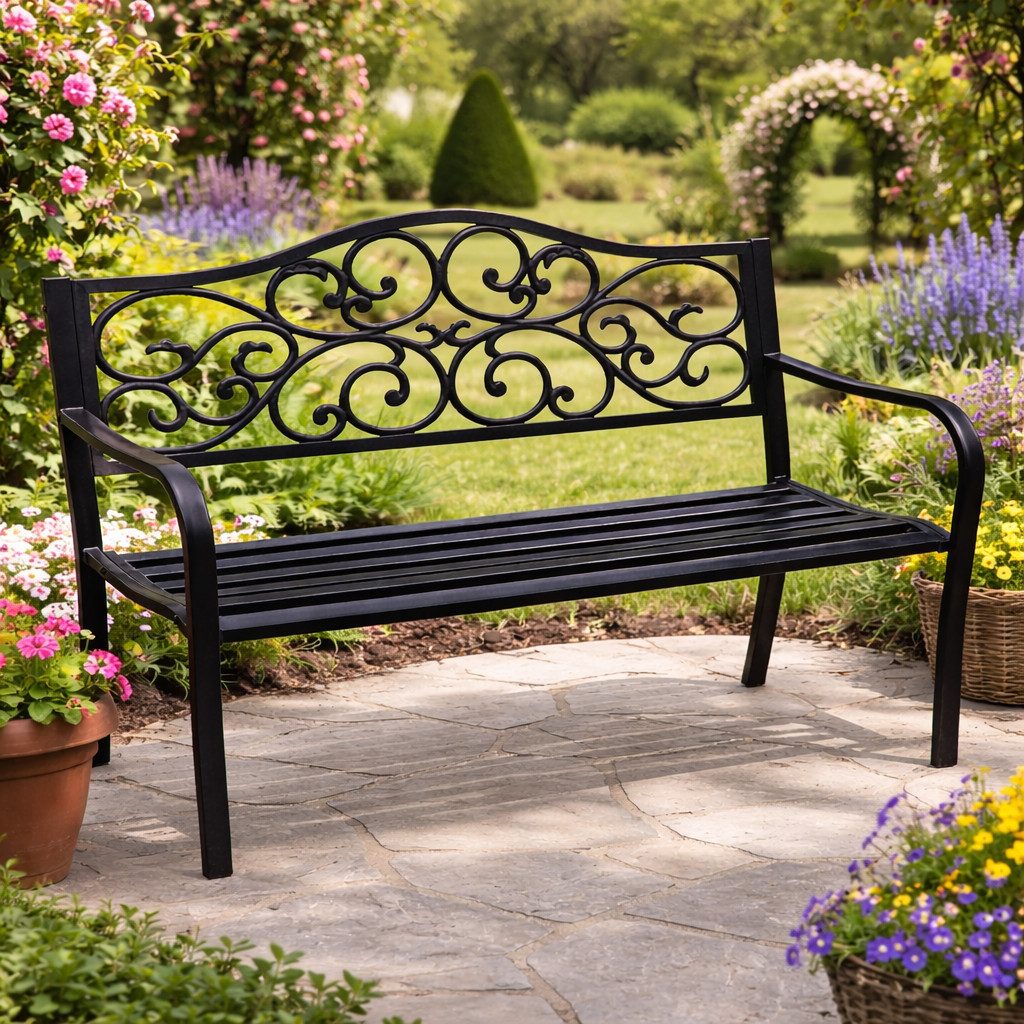 DEGAMO Gartenbank MANCHESTER, 2-sitzer, Metall + Gusseisen schwarz