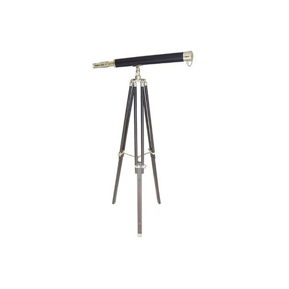 Mono Teleskop, Stand auf Holz Stativ, Mono Linoows Okular, Stand 130 Okular Fernrohr Stativ Marine x Messing Dekoobjekt cm 69
