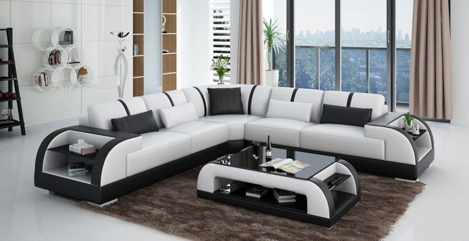 JVmoebel Ecksofa Design Eck Leder Sofa Couch Polster Wohnlandschaft L Form, Made in Europe